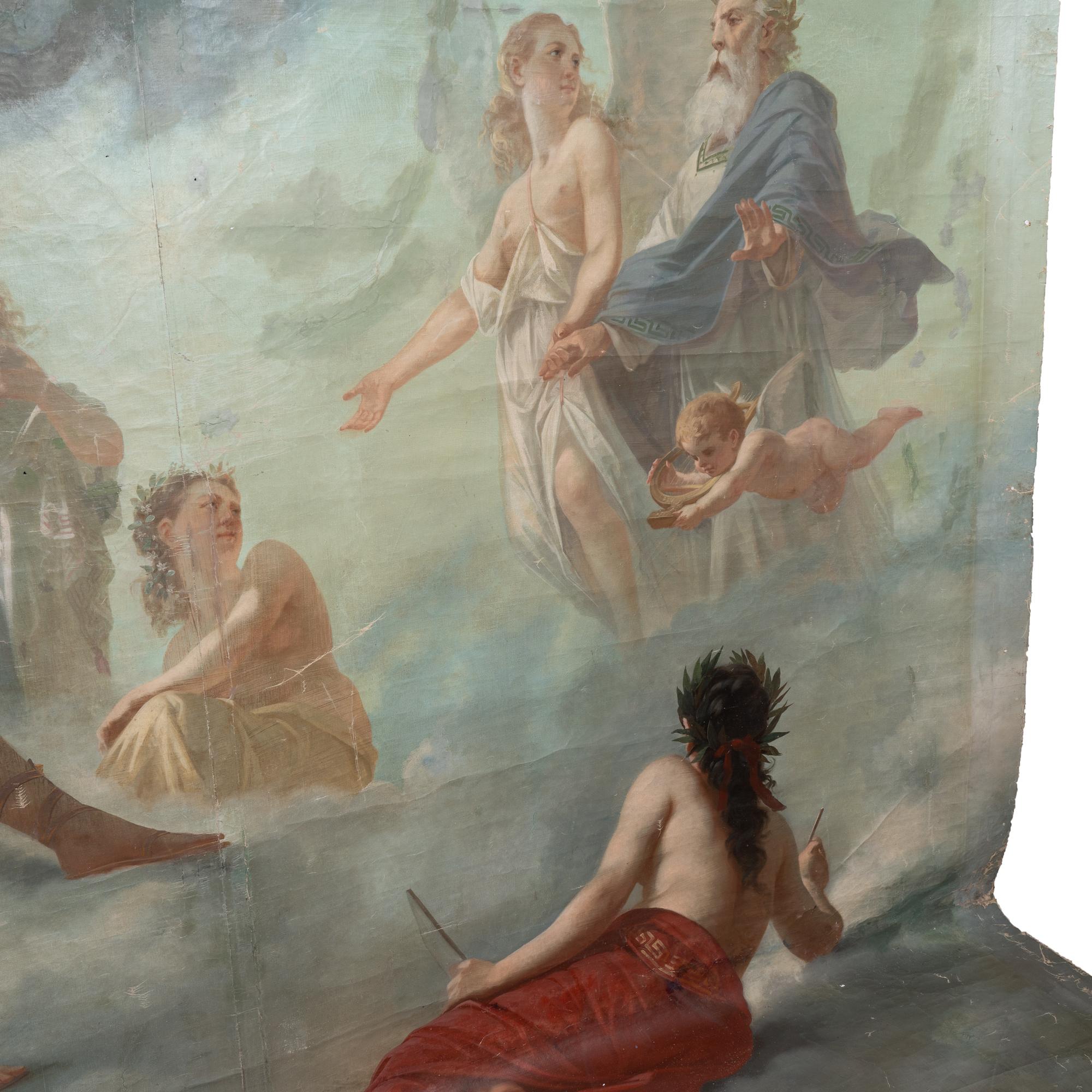 Großes Ölgemälde auf Leinwand von Zeus und Apollo von Ernest Etienne Narj, 19. Jahrhundert im Angebot 9