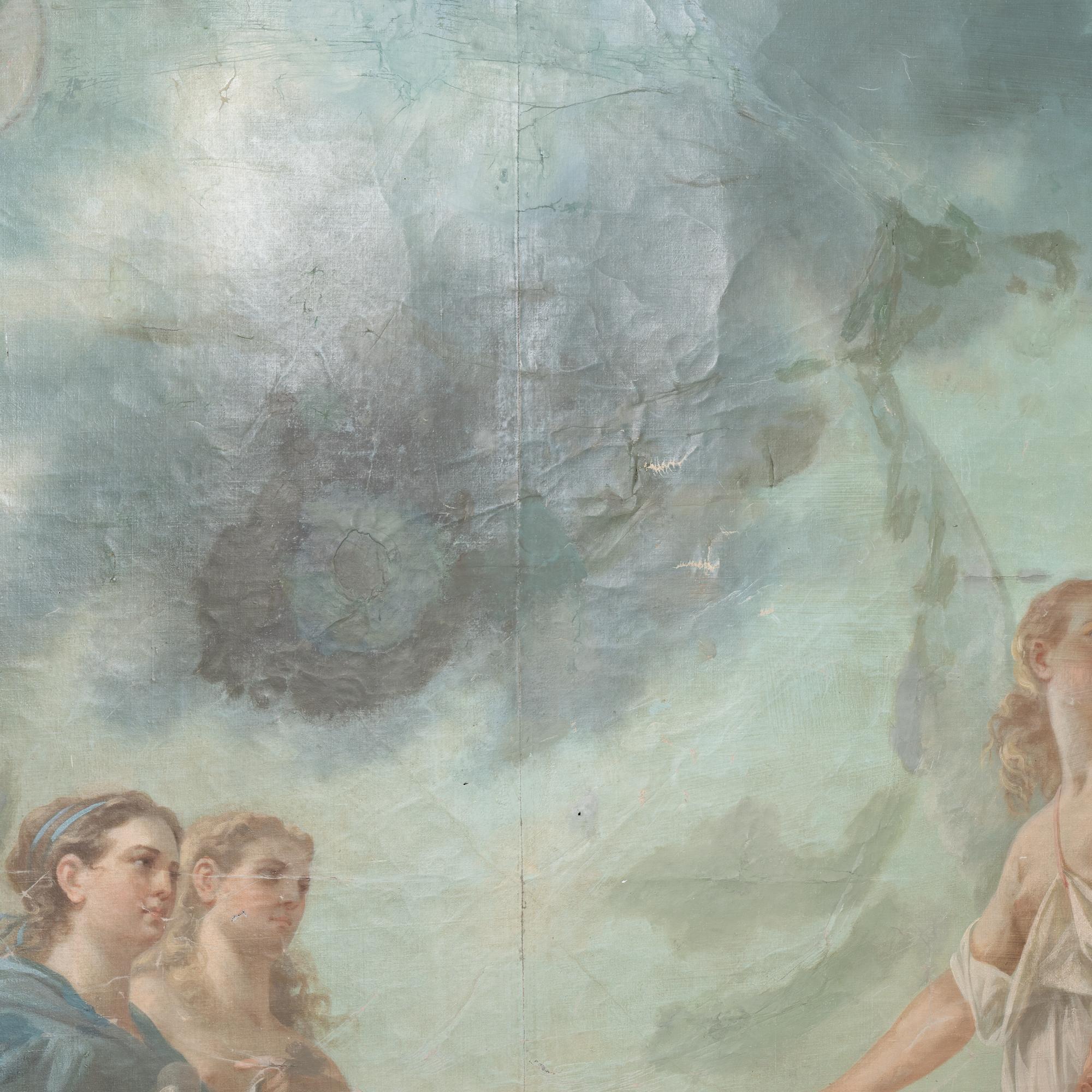 Großes Ölgemälde auf Leinwand von Zeus und Apollo von Ernest Etienne Narj, 19. Jahrhundert im Zustand „Relativ gut“ im Angebot in Round Top, TX
