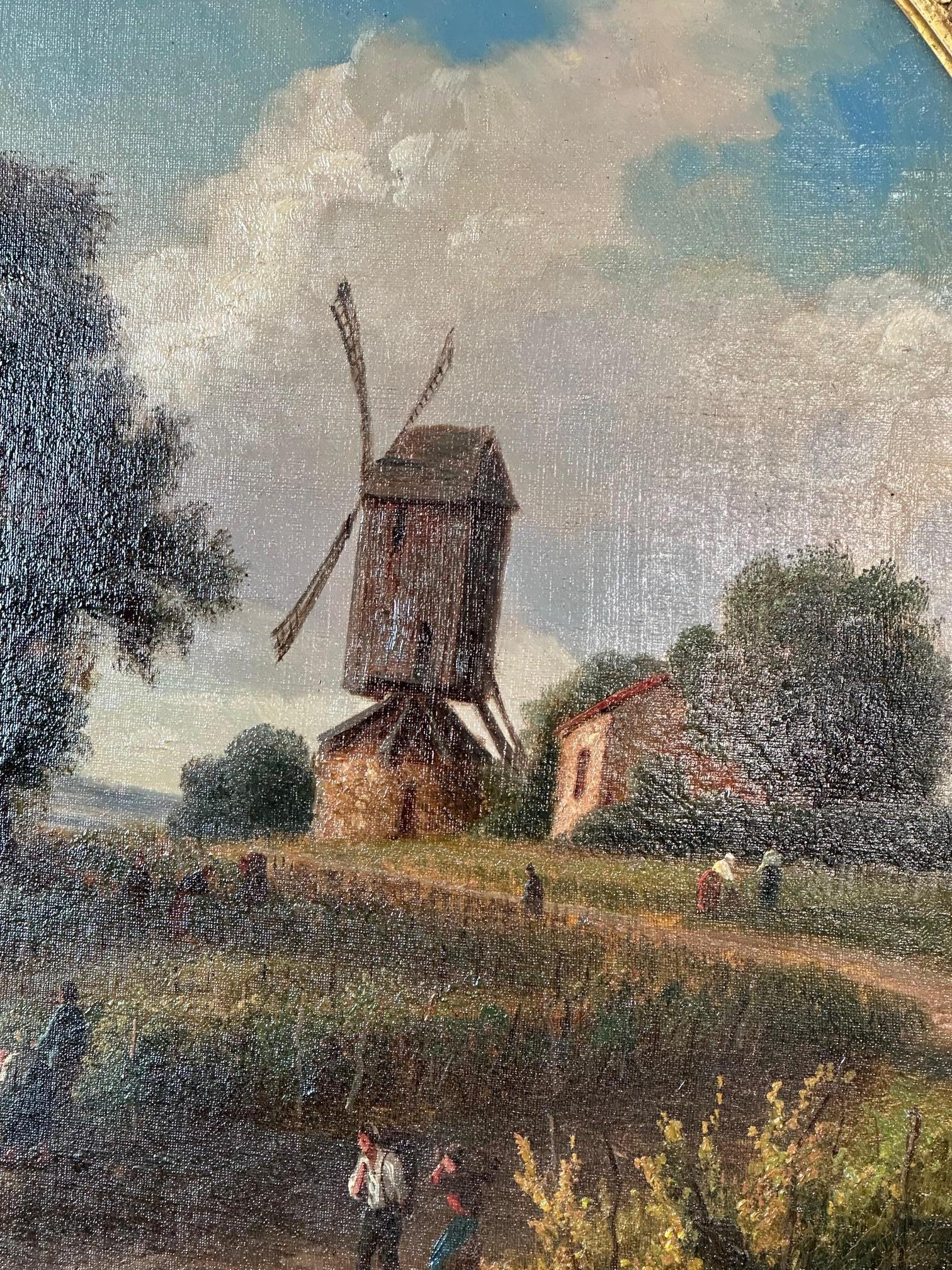 Toile 19e siècle Grande huile sur toile signée Hubert, 1870s en vente