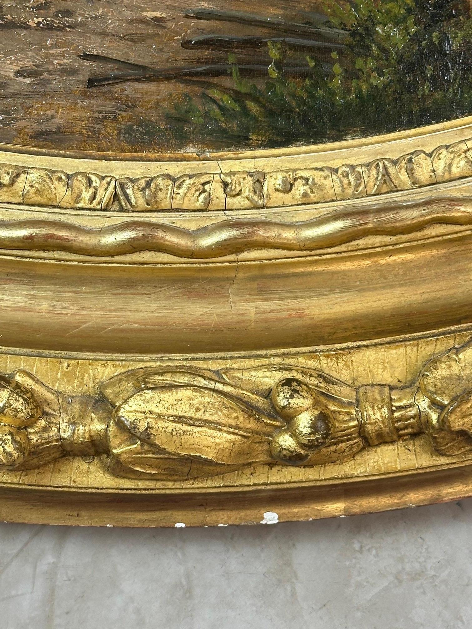 19e siècle Grande huile sur toile signée Hubert, 1870s en vente 2