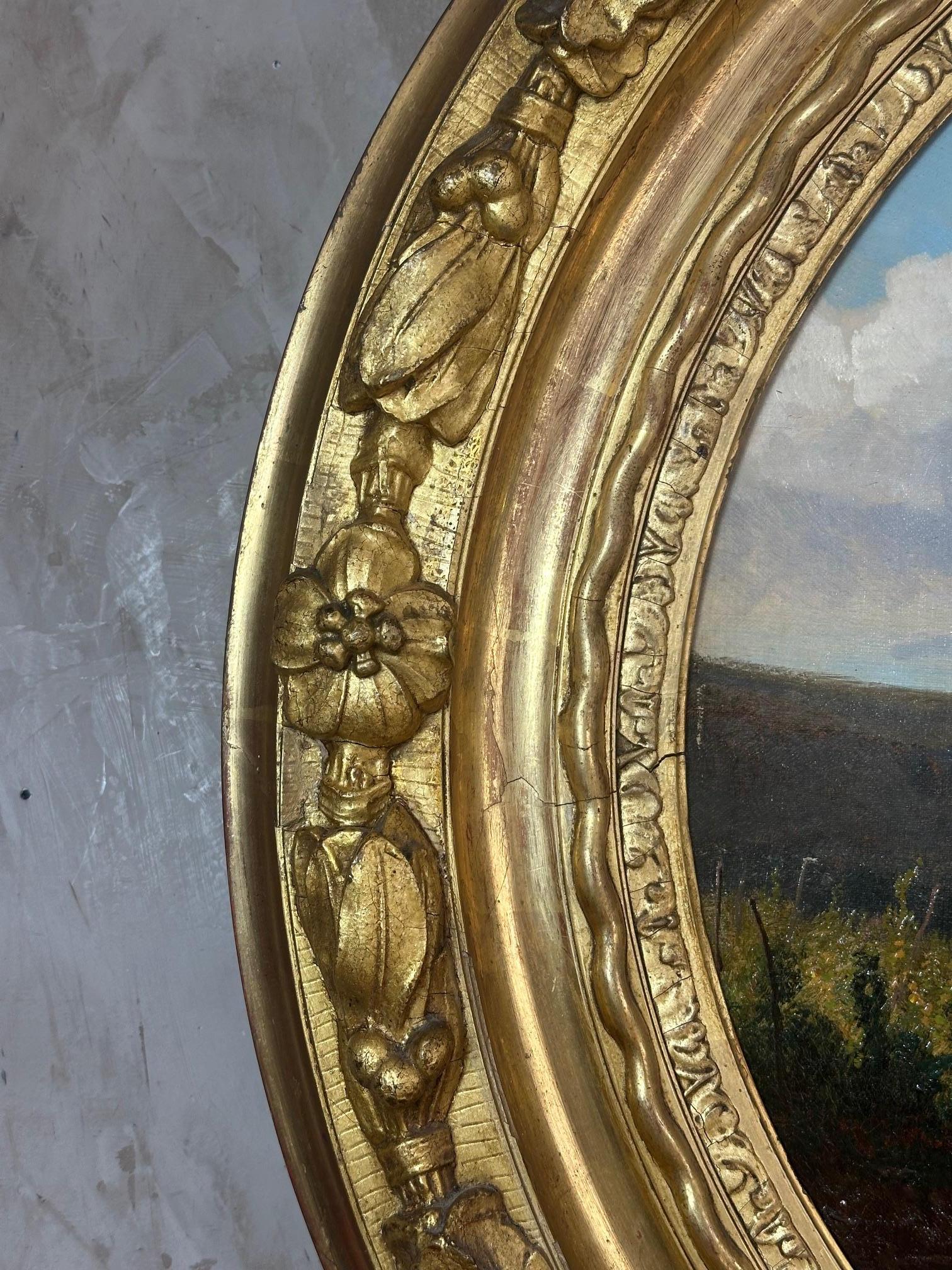 19e siècle Grande huile sur toile signée Hubert, 1870s en vente 3