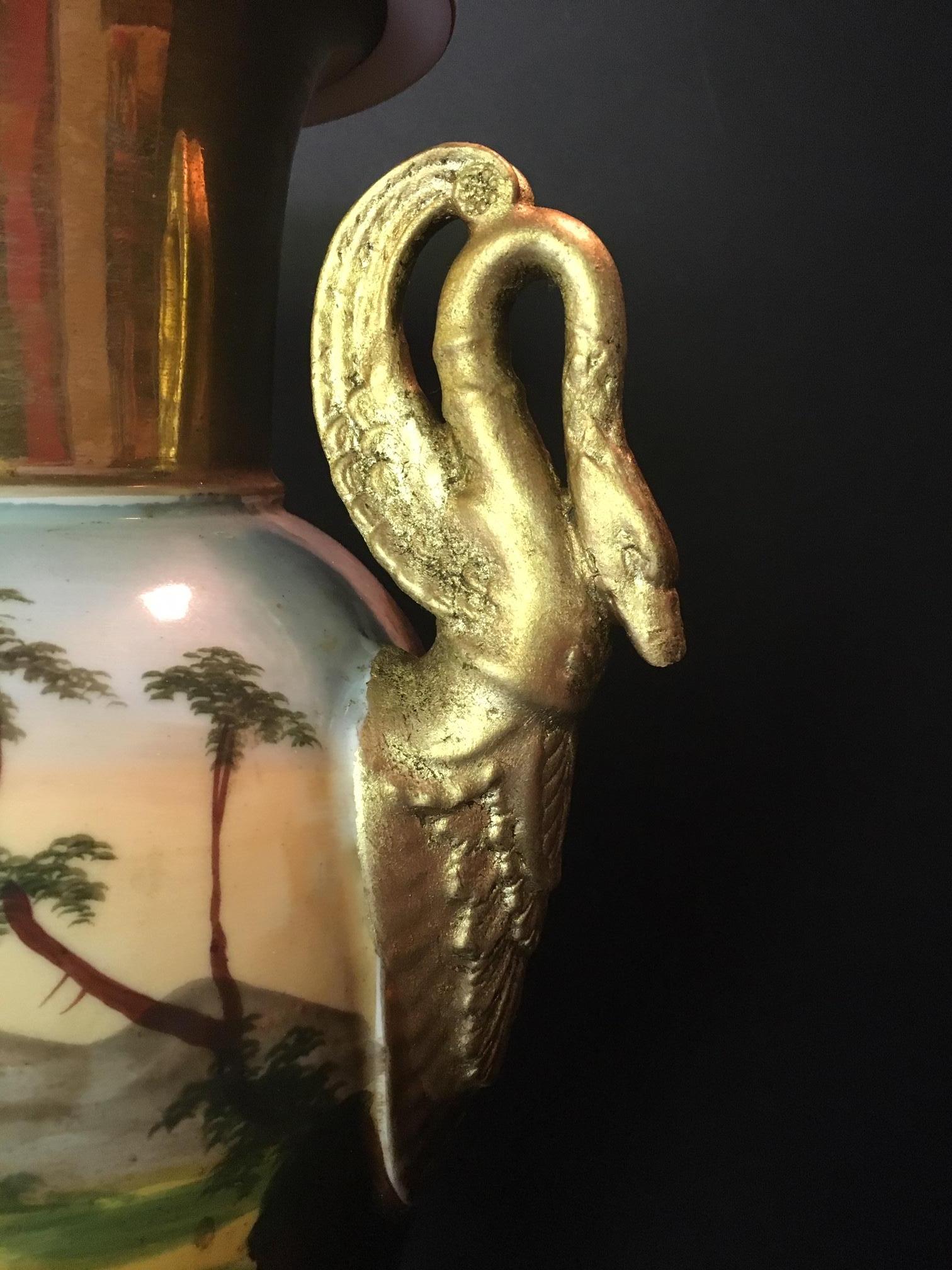 19th Century Large Old Paris Hand Painted Porcelain Urn Vase 5