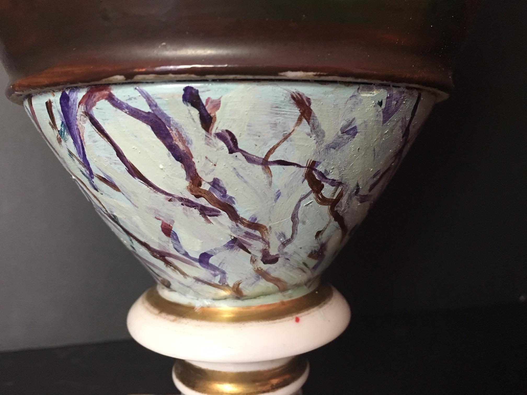 19th Century Large Old Paris Hand Painted Porcelain Urn Vase 7