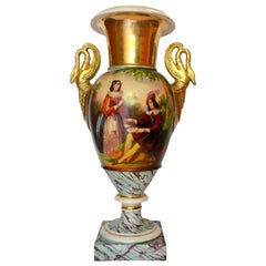 19th Century Large Old Paris Hand Painted Porcelain Urn Vase
