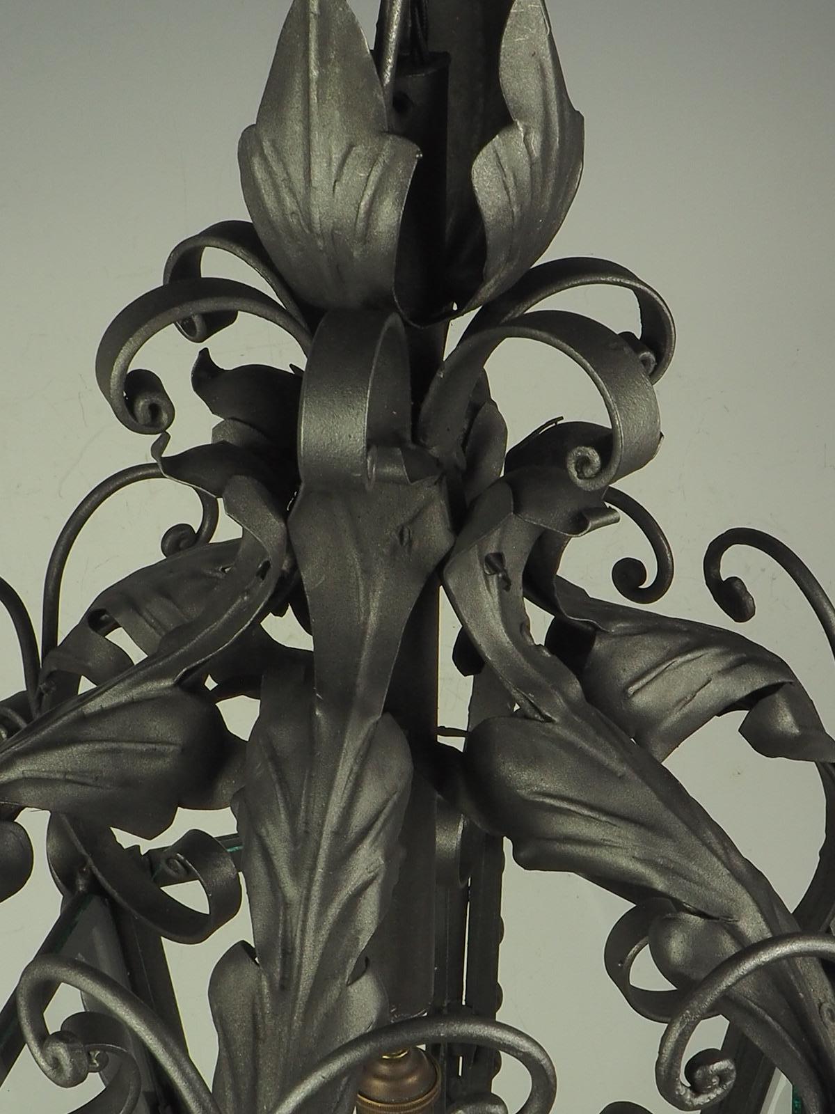 19th Century Large Ornate French Wrought Iron Lantern In Good Condition For Sale In Lincoln, GB