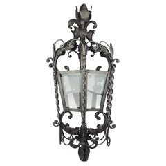 19th Century Large Ornate French Wrought Iron Lantern