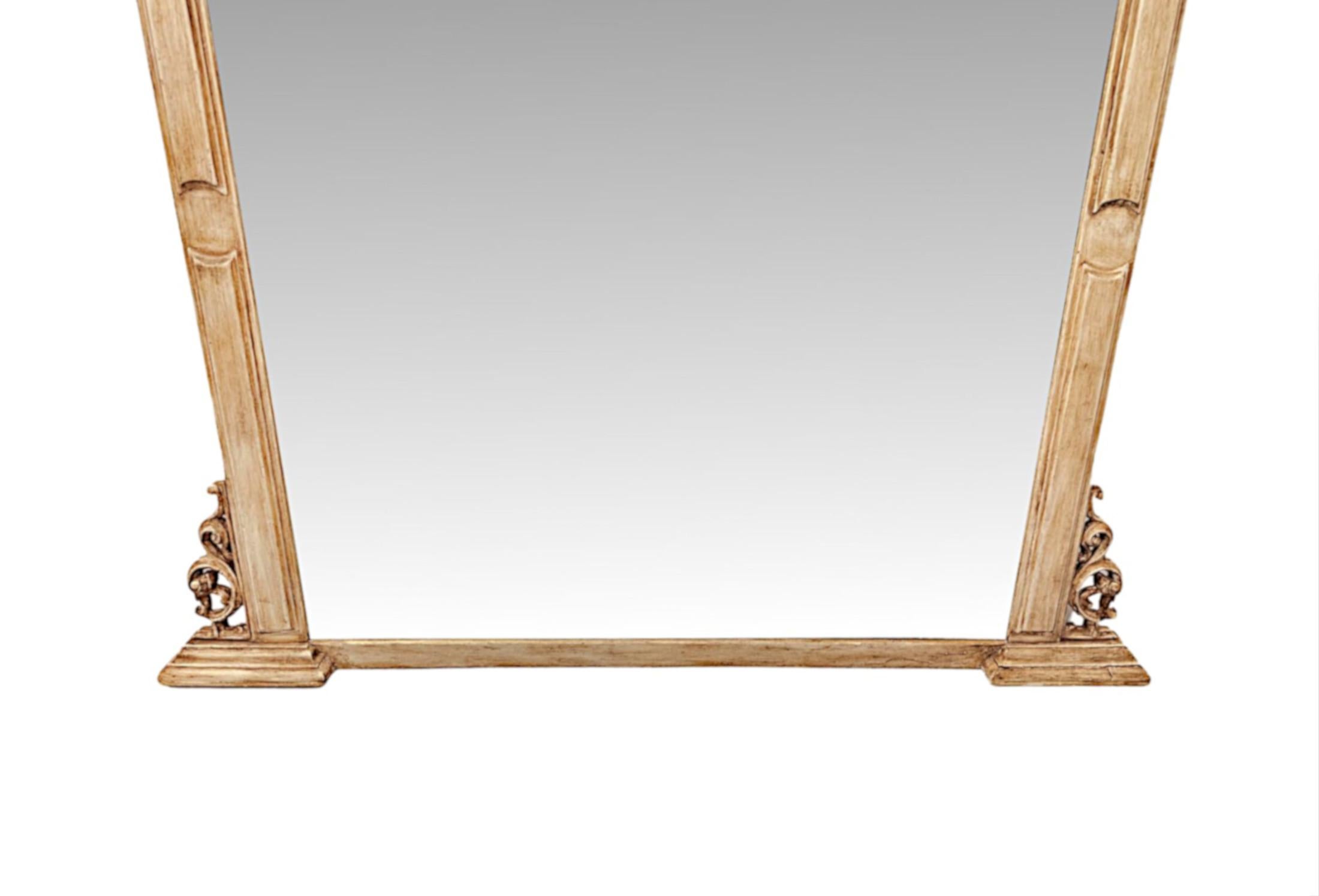 19th Century Large Overmantel Mirror with Distressed Painted Finish In Good Condition For Sale In Dublin, IE
