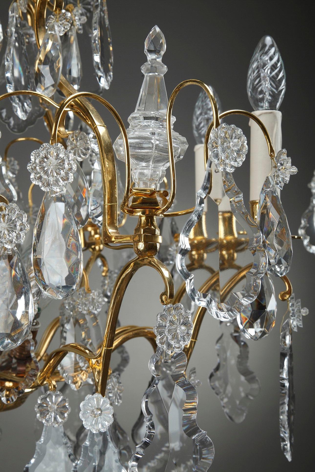 19th Century Large Pair of 9-Light Crystal Chandeliers 3