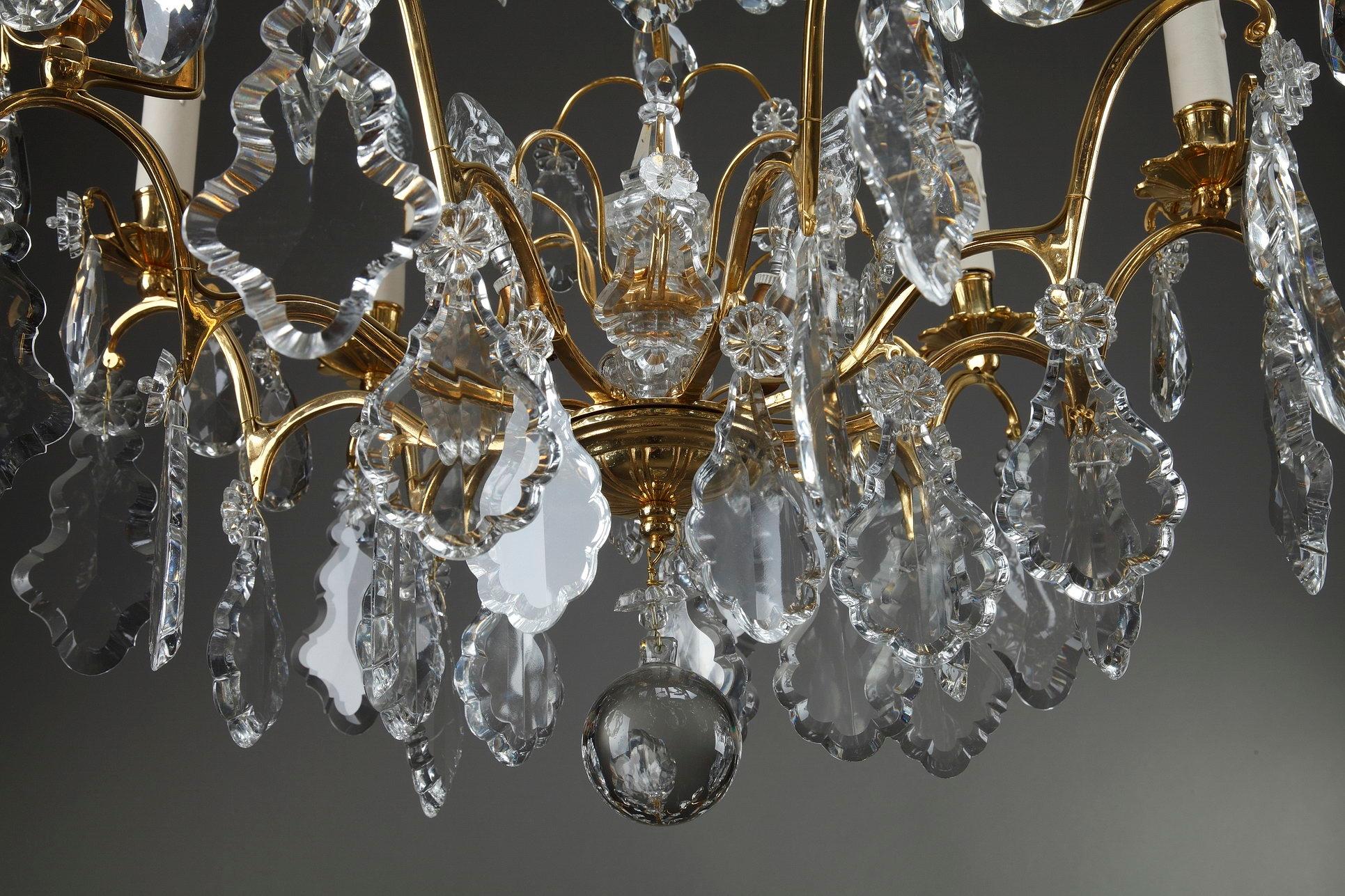 19th Century Large Pair of 9-Light Crystal Chandeliers 5