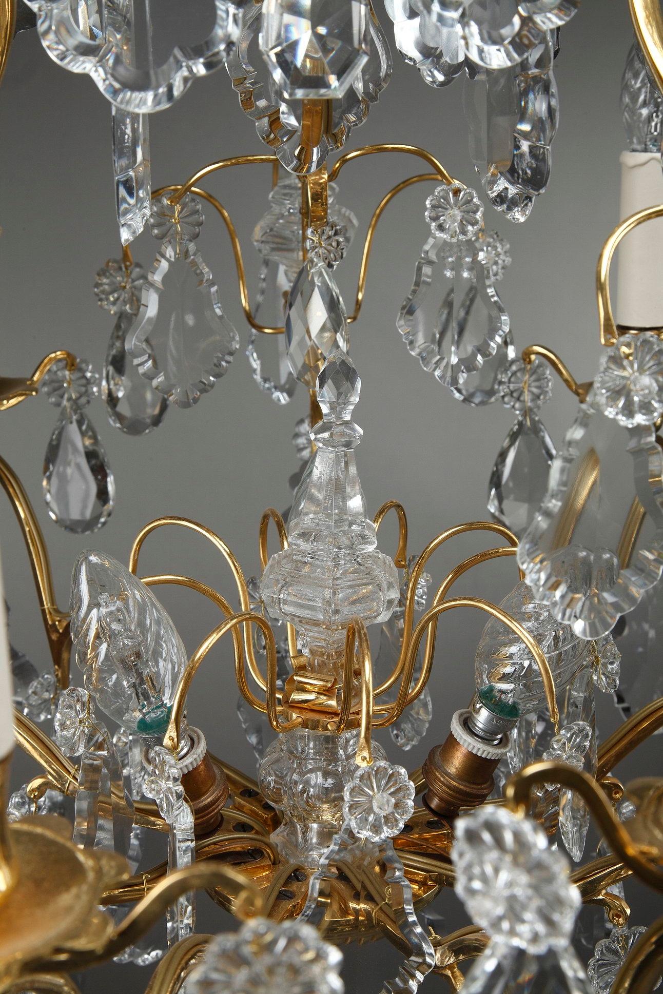 19th Century Large Pair of 9-Light Crystal Chandeliers 6
