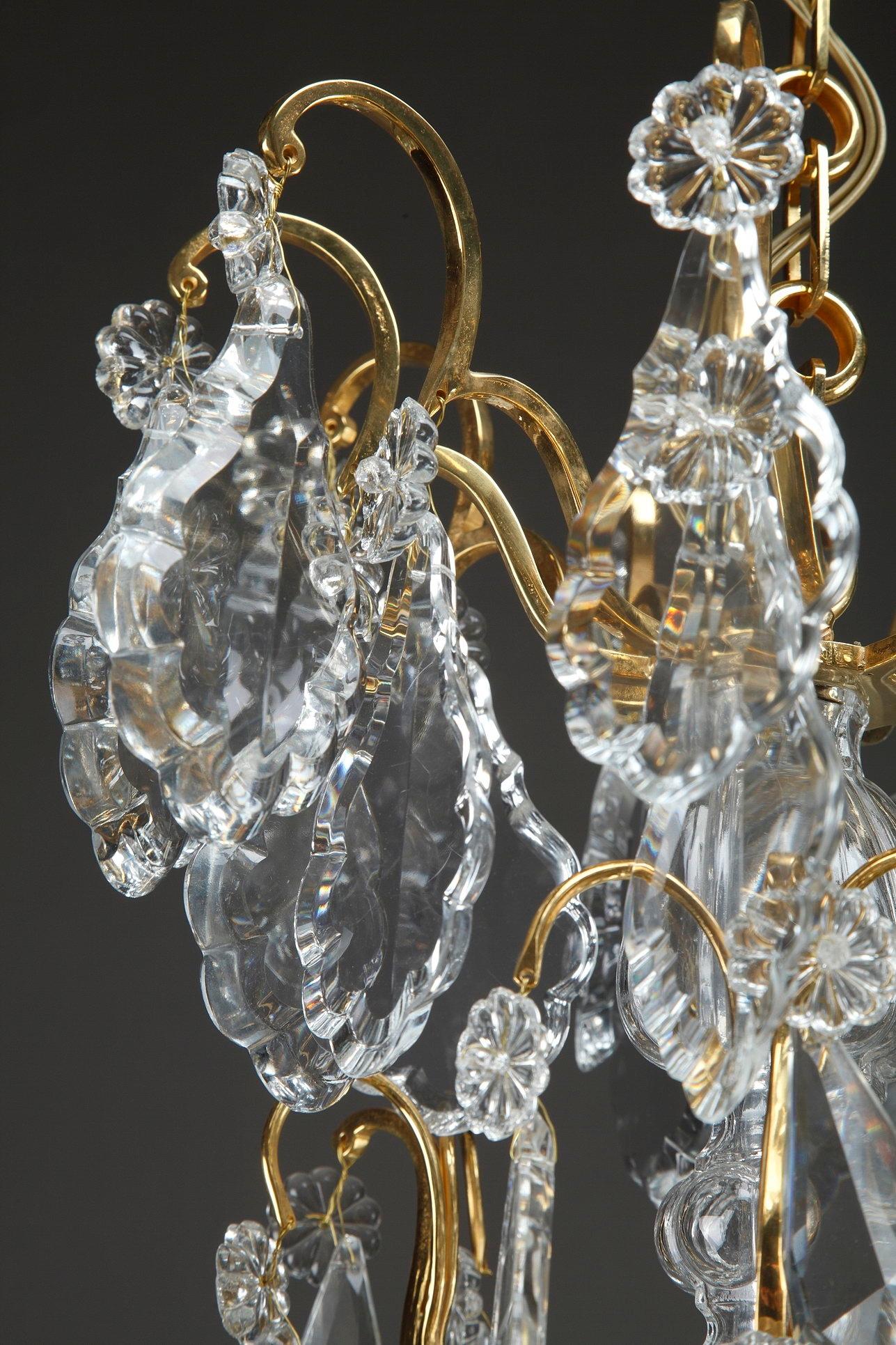 19th Century Large Pair of 9-Light Crystal Chandeliers 7