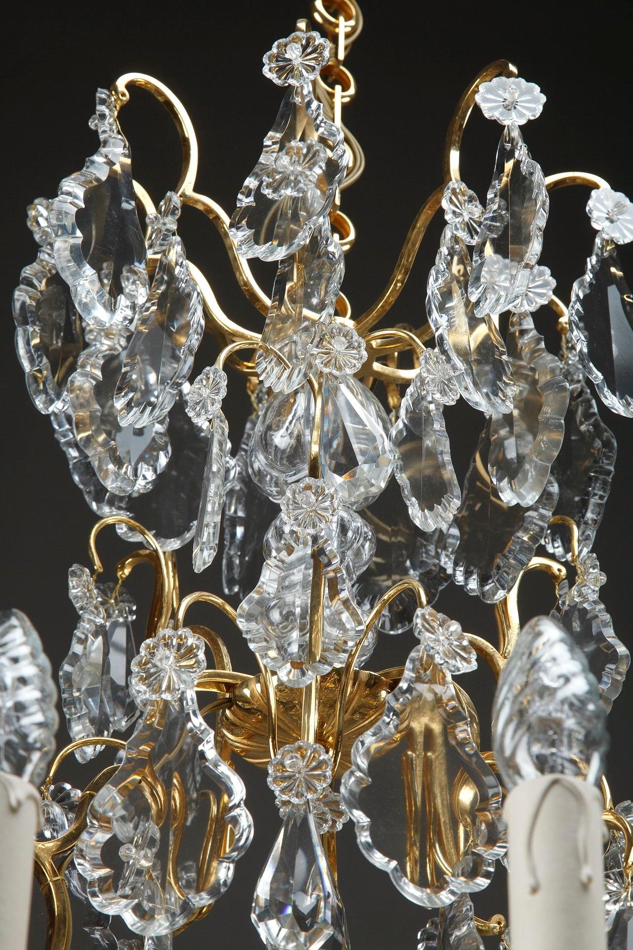 19th Century Large Pair of 9-Light Crystal Chandeliers 8