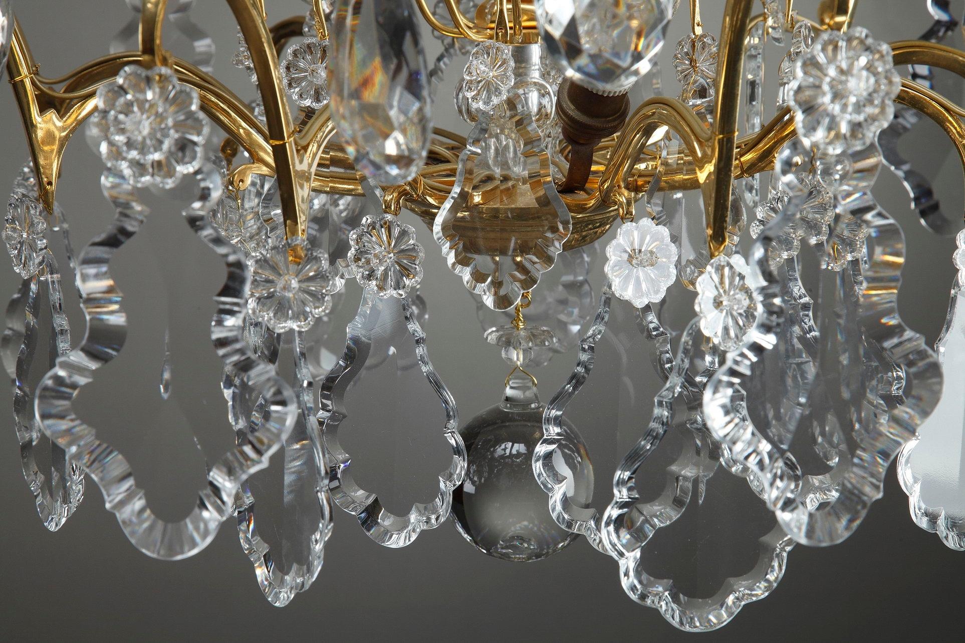 19th Century Large Pair of 9-Light Crystal Chandeliers 13