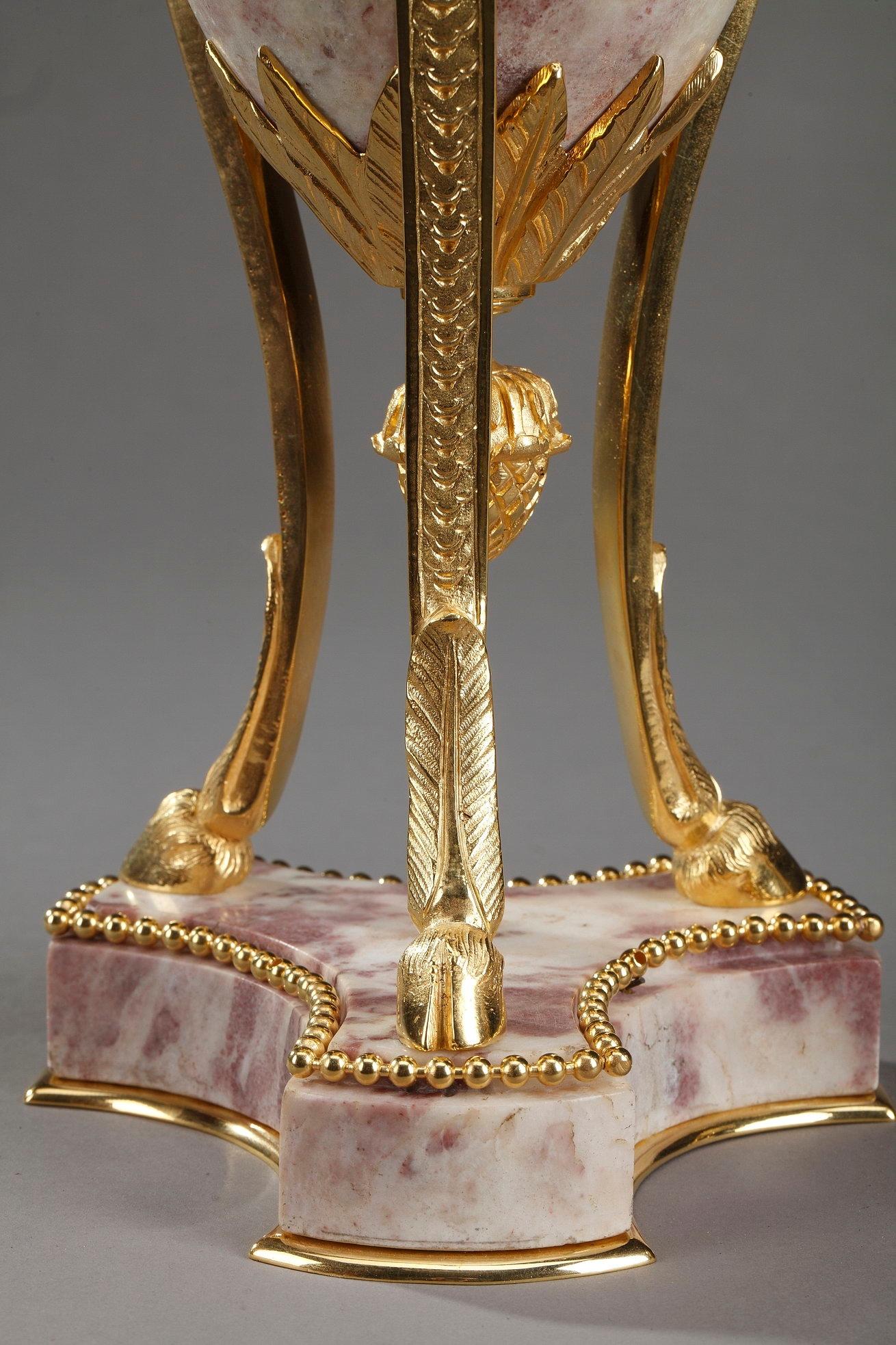 Gilt 19th Century Large Pair of Covered Urns in Louis XVI Style