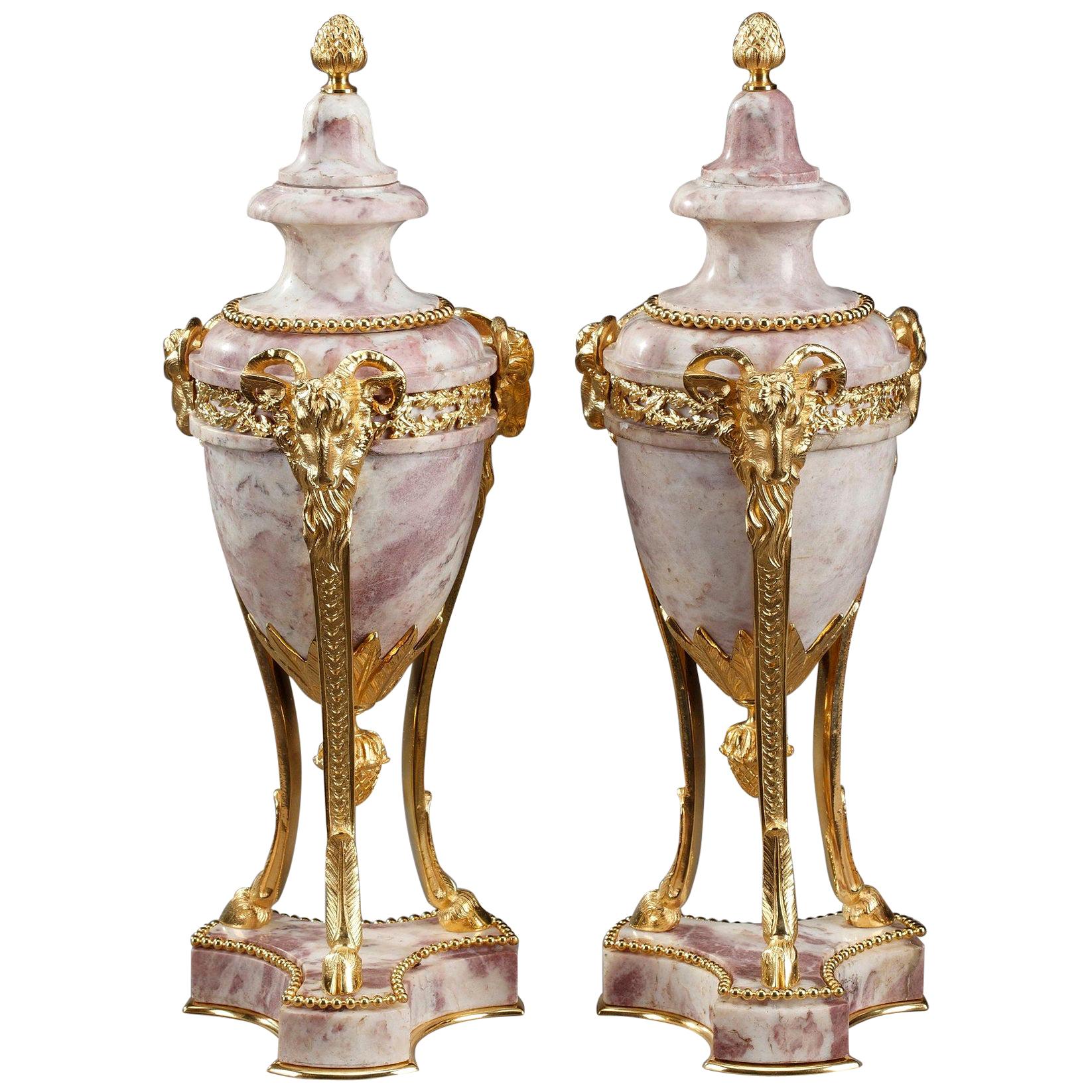 19th Century Large Pair of Covered Urns in Louis XVI Style