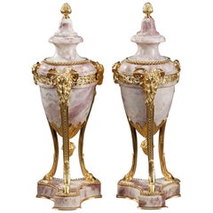Antique 19th Century Large Pair of Covered Urns in Louis XVI Style