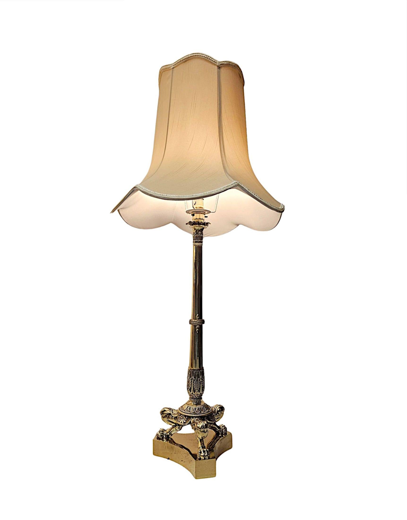 19th Century Large Pair of Empire Style Candlesticks Converted to Table Lamps In Good Condition For Sale In Dublin, IE