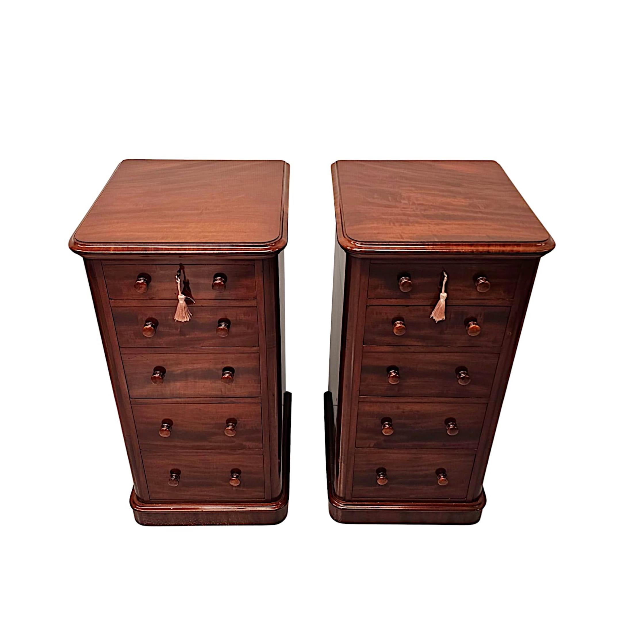 19th Century Large Pair of Five Drawer Bedside Chests In Good Condition For Sale In Dublin, IE