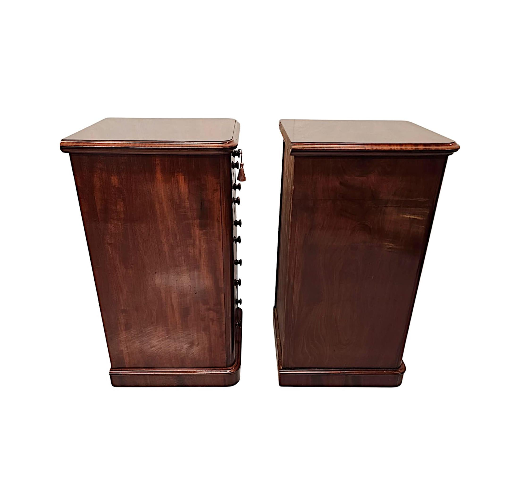 19th Century Large Pair of Five Drawer Bedside Chests For Sale 1
