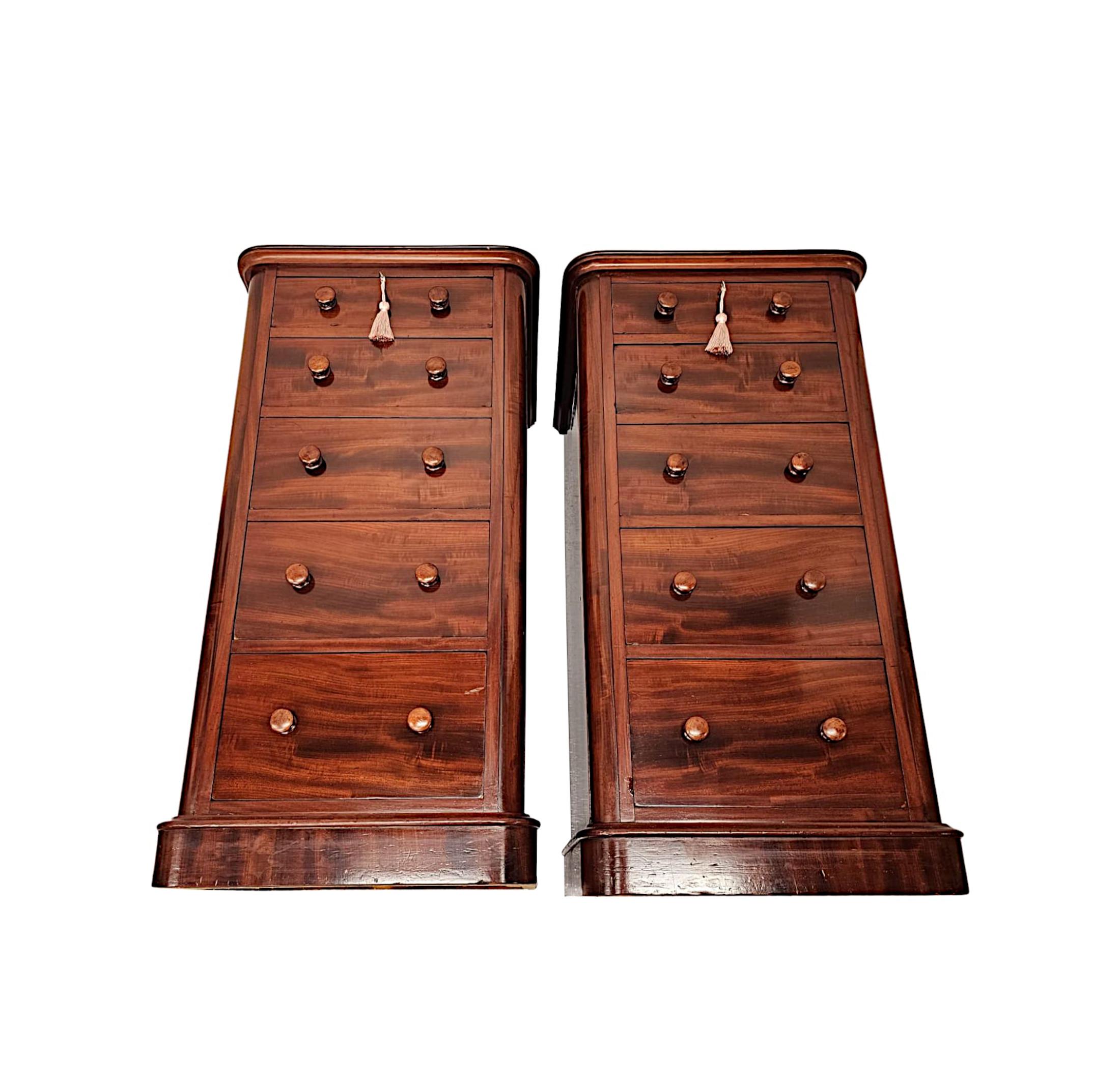 19th Century Large Pair of Five Drawer Bedside Chests For Sale 3