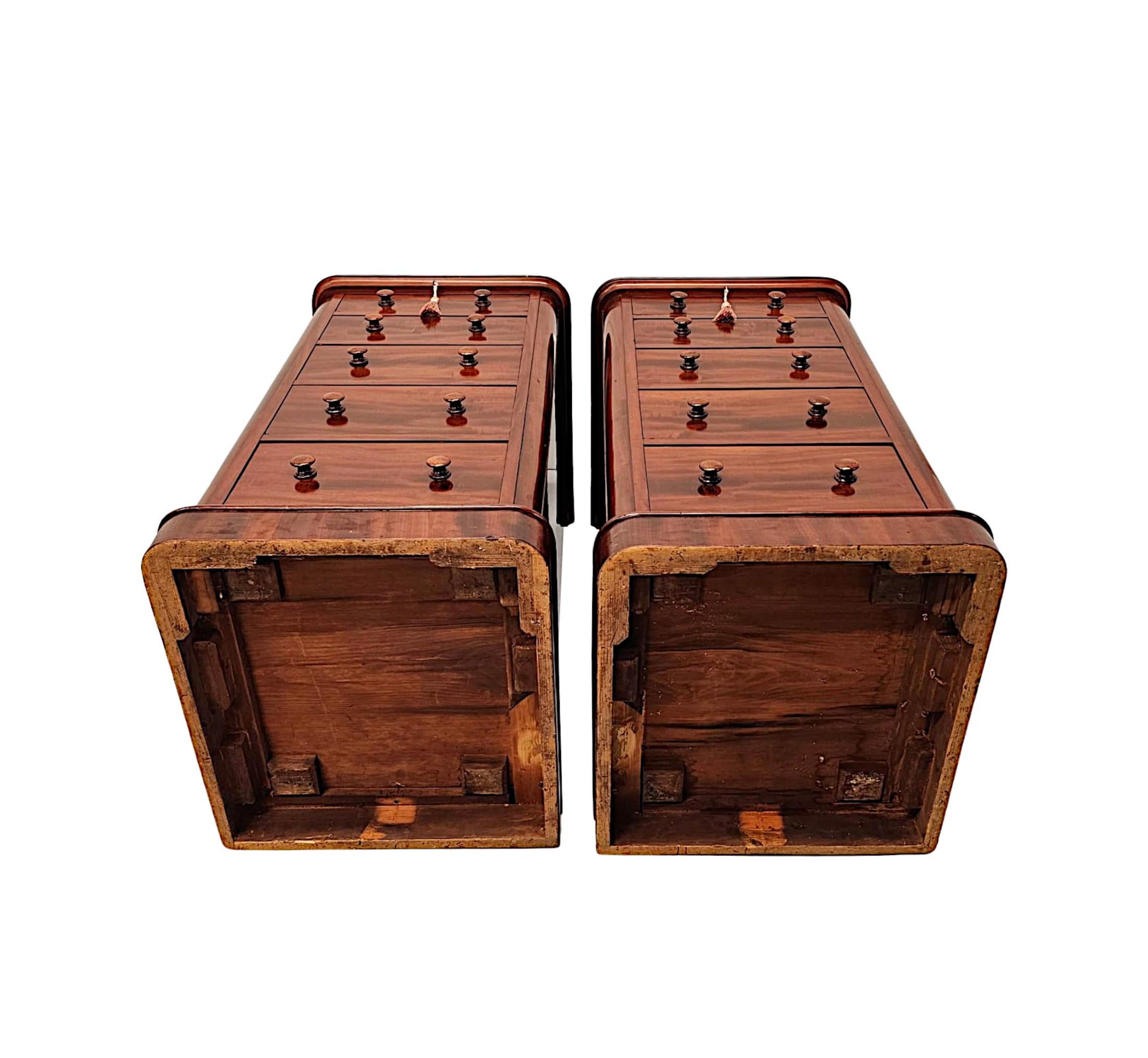 19th Century Large Pair of Five Drawer Bedside Chests For Sale 4