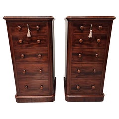 19th Century Large Pair of Five Drawer Bedside Chests