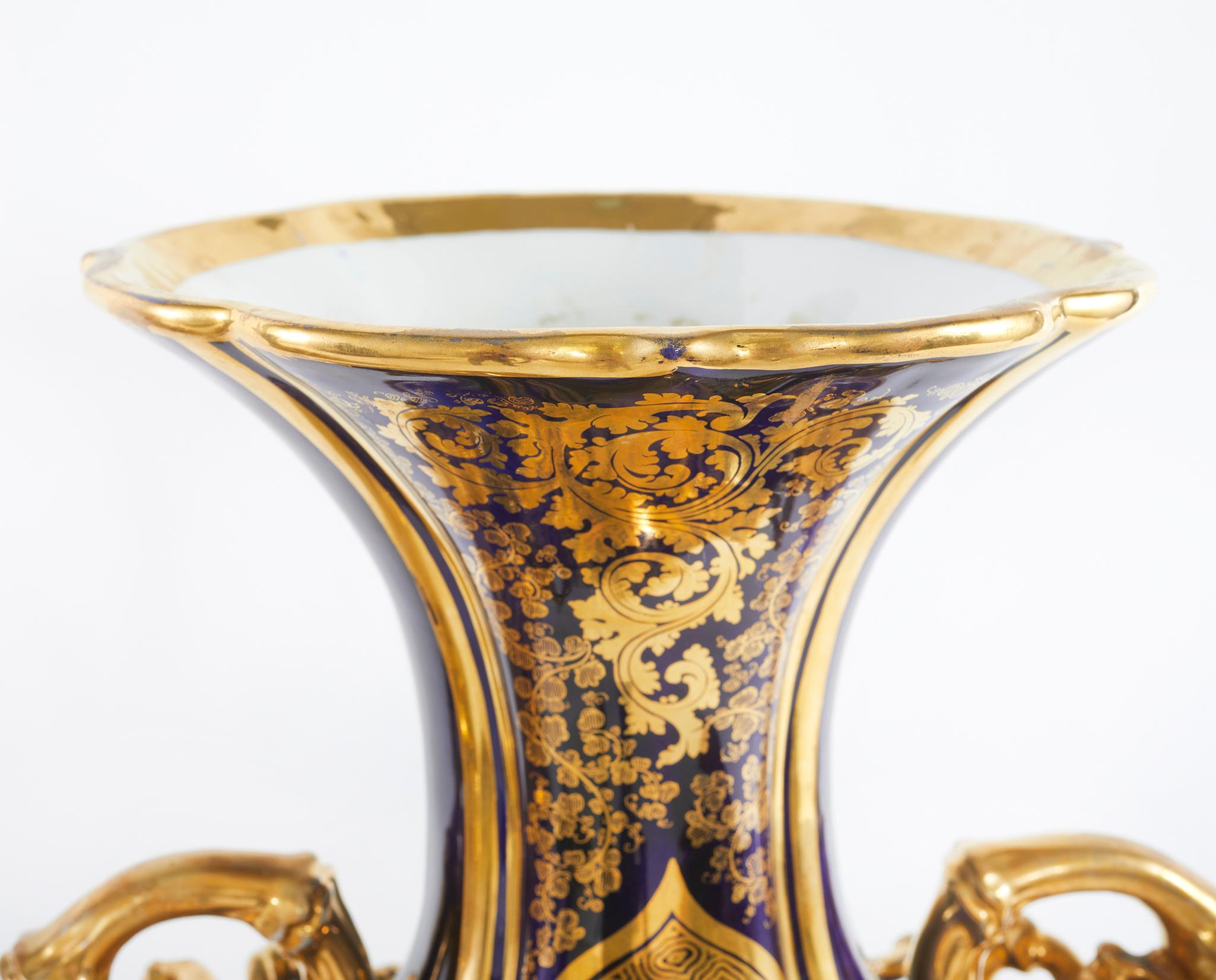 19th Century Large Pair Old Paris Porcelain Vases For Sale 6