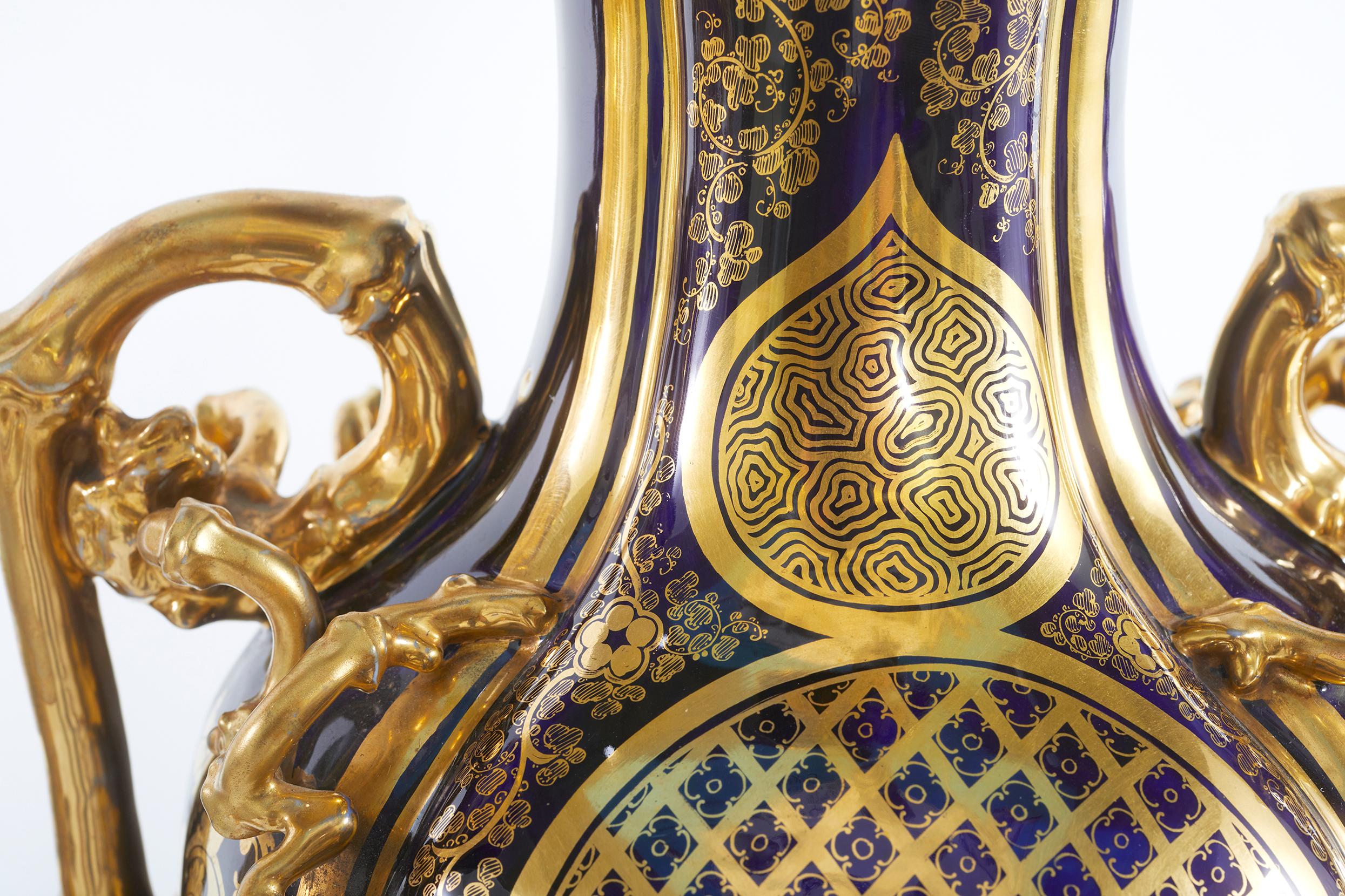 19th Century Large Pair Old Paris Porcelain Vases For Sale 8