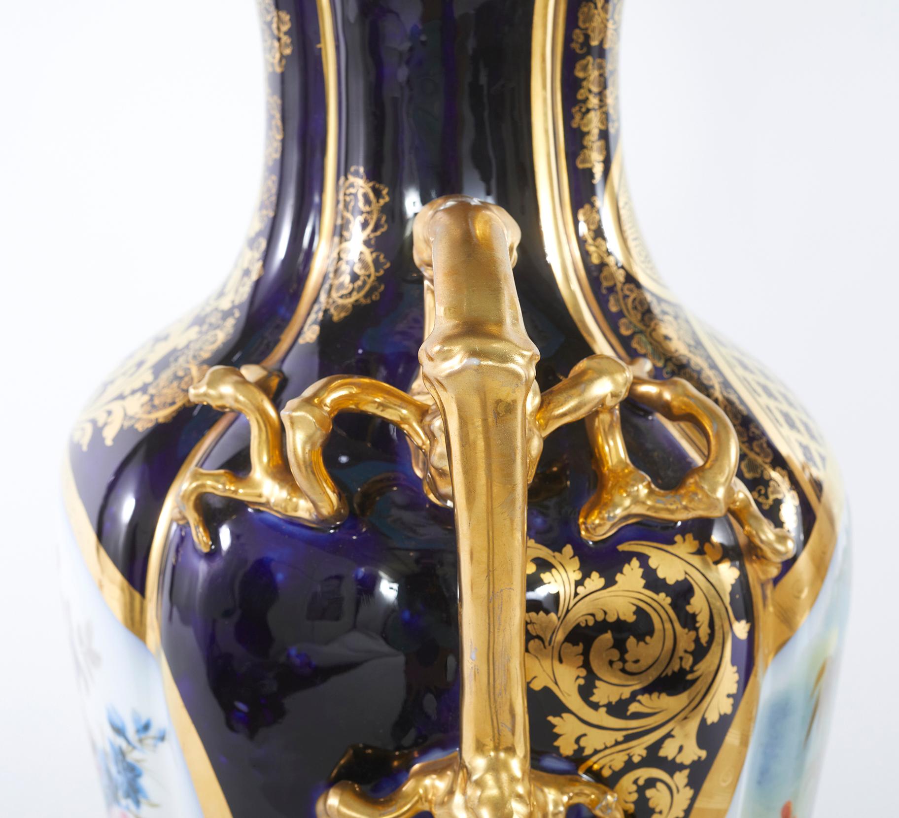19th Century Large Pair Old Paris Porcelain Vases For Sale 9