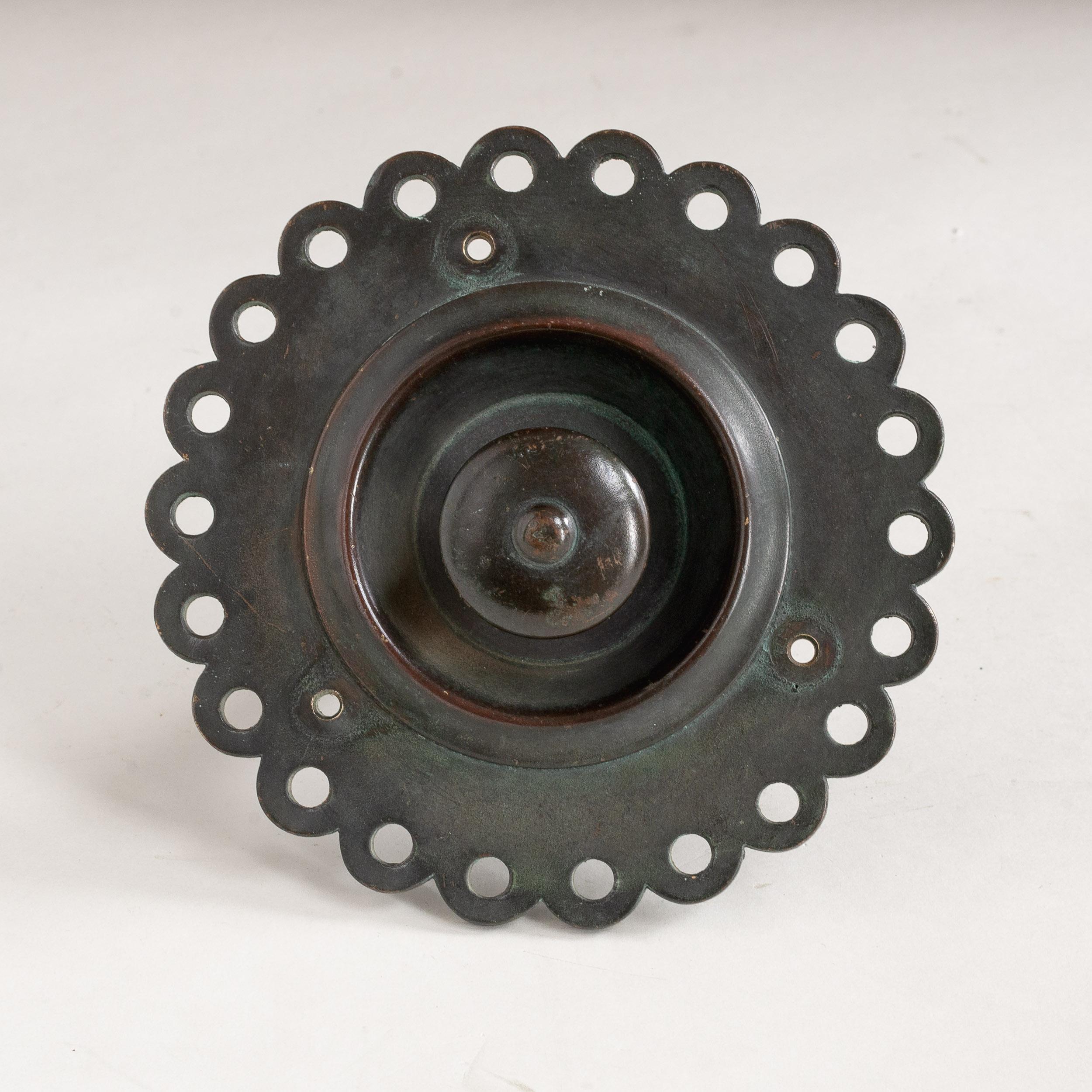 Large patinated bronze bell pull, nineteenth century.  

Overall depth of 17 cm