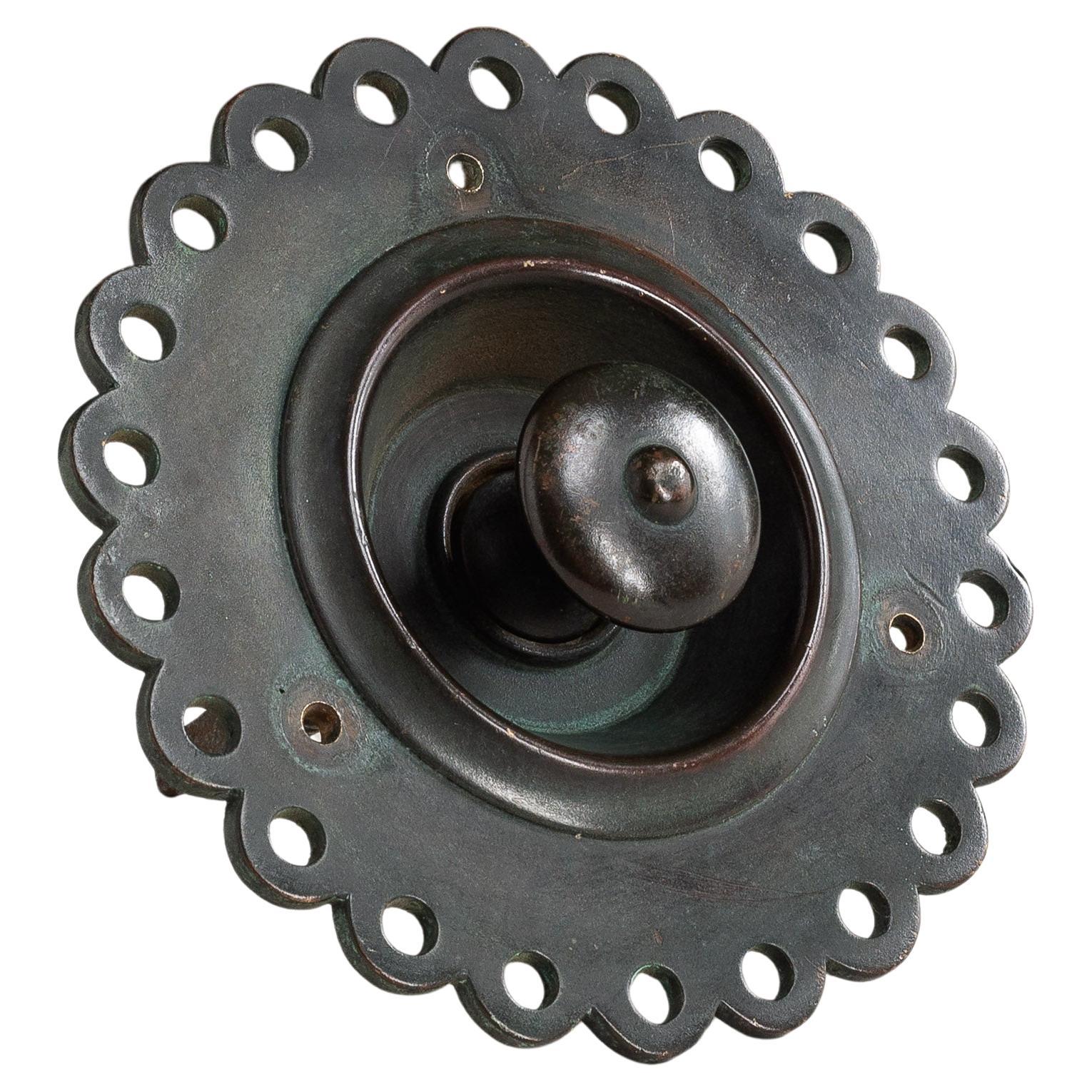 19th Century Large Patinated Bronze Bell Pull For Sale