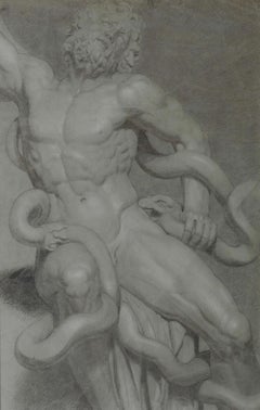 19th Century Large Pencil Drawn Study of the Laocoön