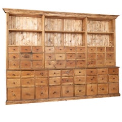19th Century Large Pine Apothecary Display Cabinet with 57 Drawers