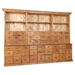19th Century Large Pine Apothecary Display Cabinet with 57 Drawers