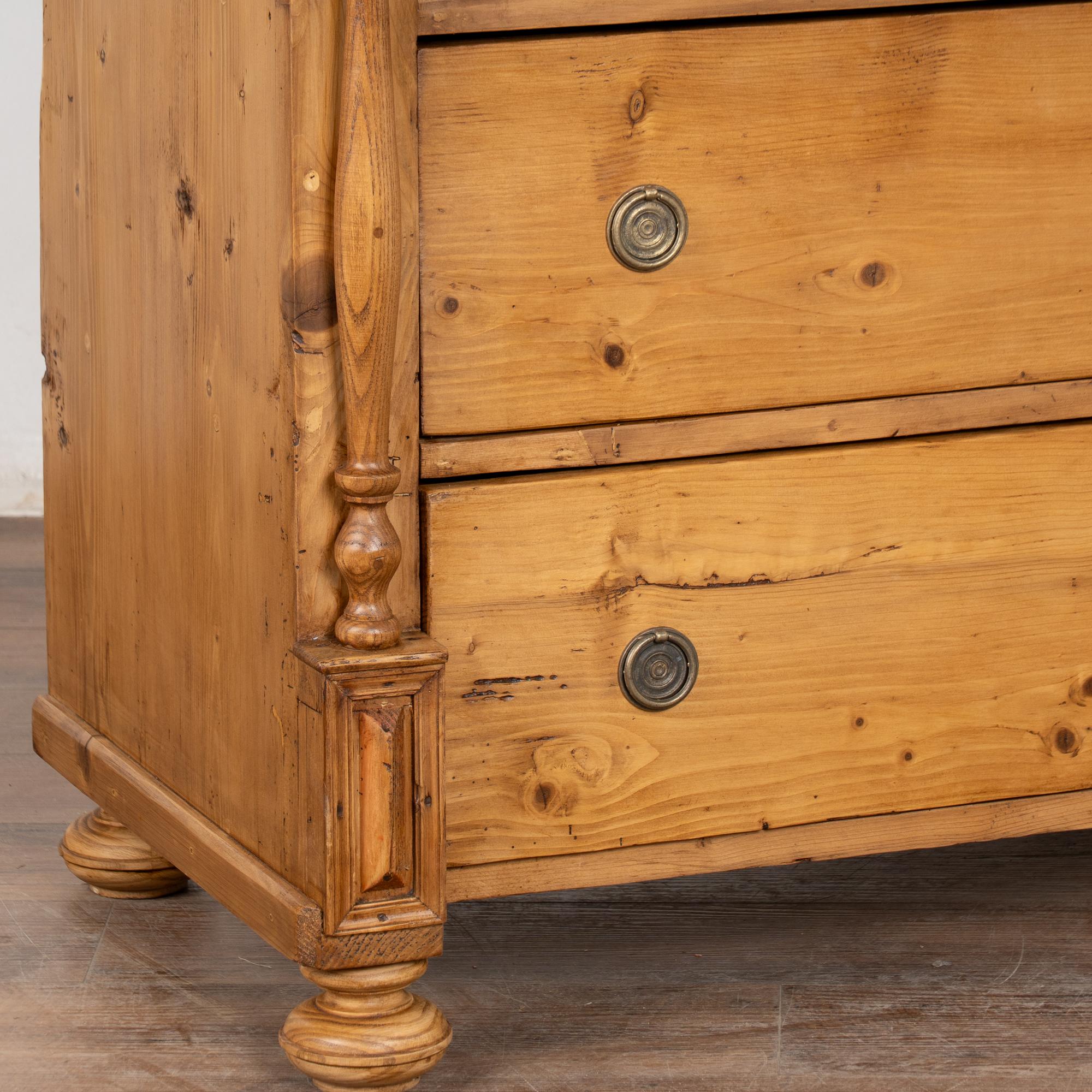 19th Century Large Pine Chest of Three Drawers, Hungary For Sale 5