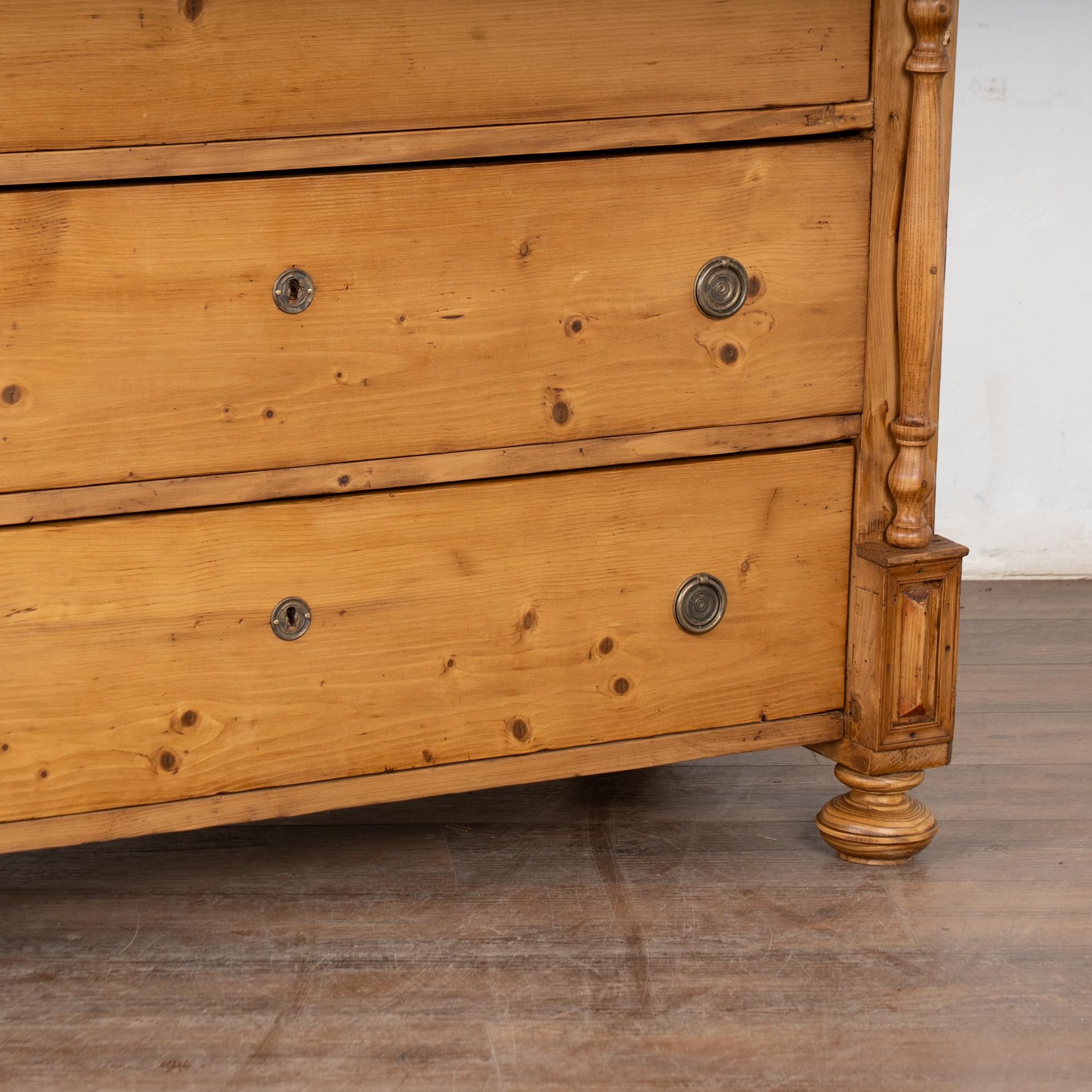 19th Century Large Pine Chest of Three Drawers, Hungary For Sale 6
