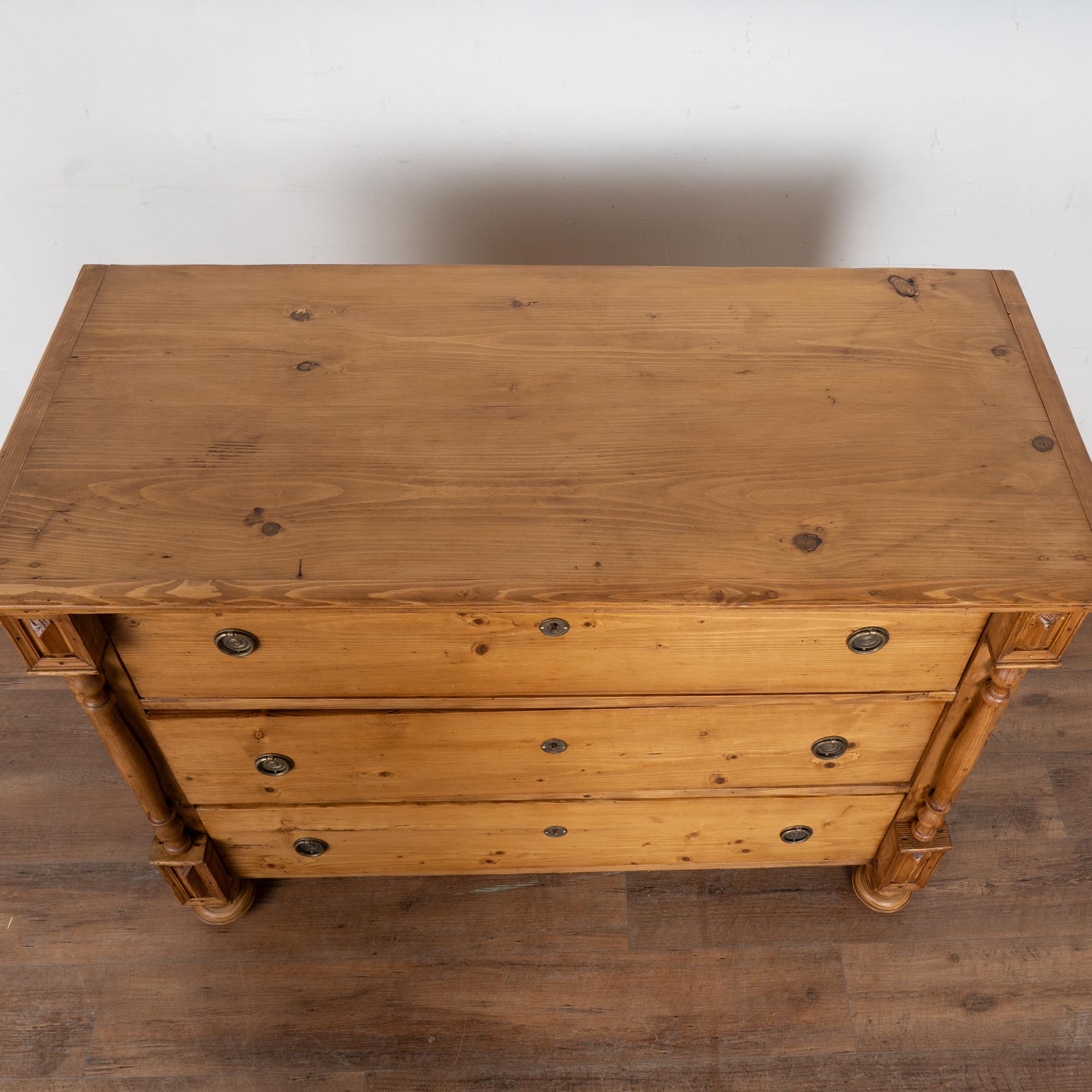 19th Century Large Pine Chest of Three Drawers, Hungary In Good Condition For Sale In Round Top, TX