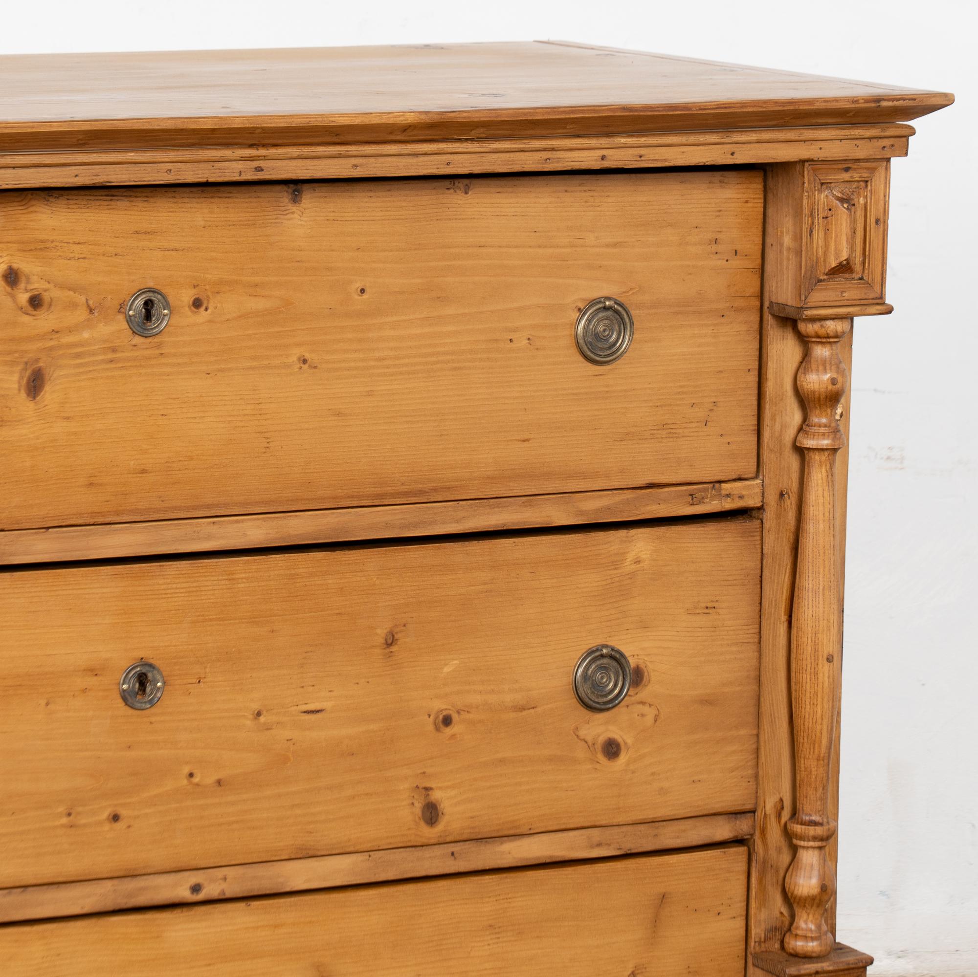 19th Century Large Pine Chest of Three Drawers, Hungary For Sale 3