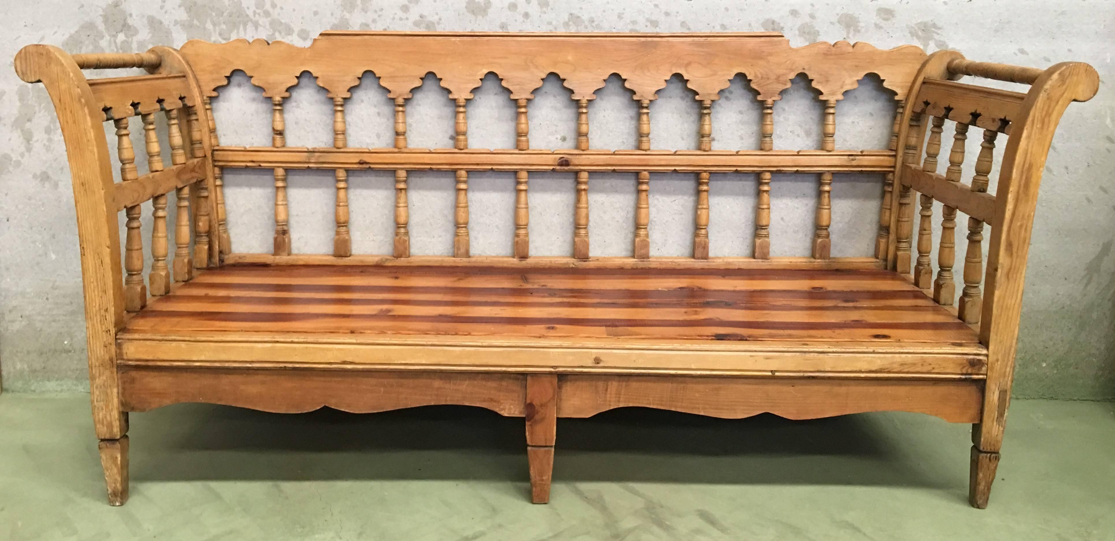Spanish 19th Century Large Pine Country Bench or Daybed