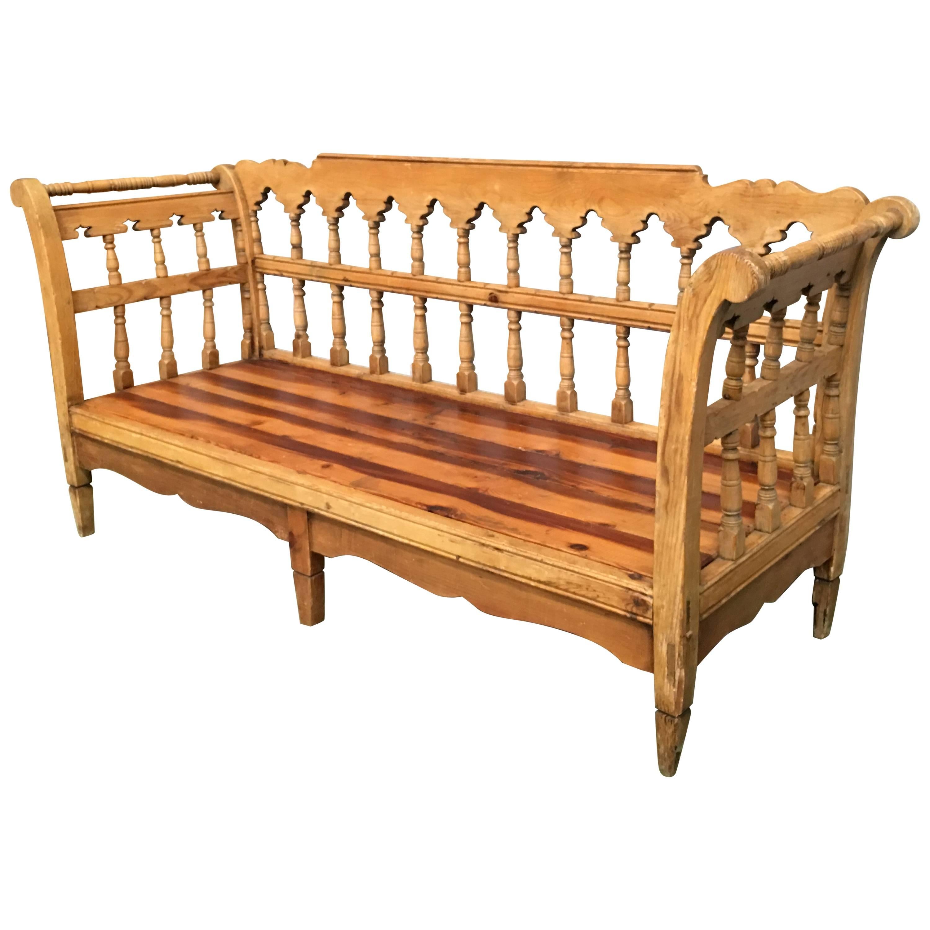 19th Century Large Pine Country Bench or Daybed