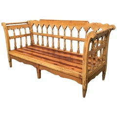 19th Century Large Pine Country Bench or Daybed