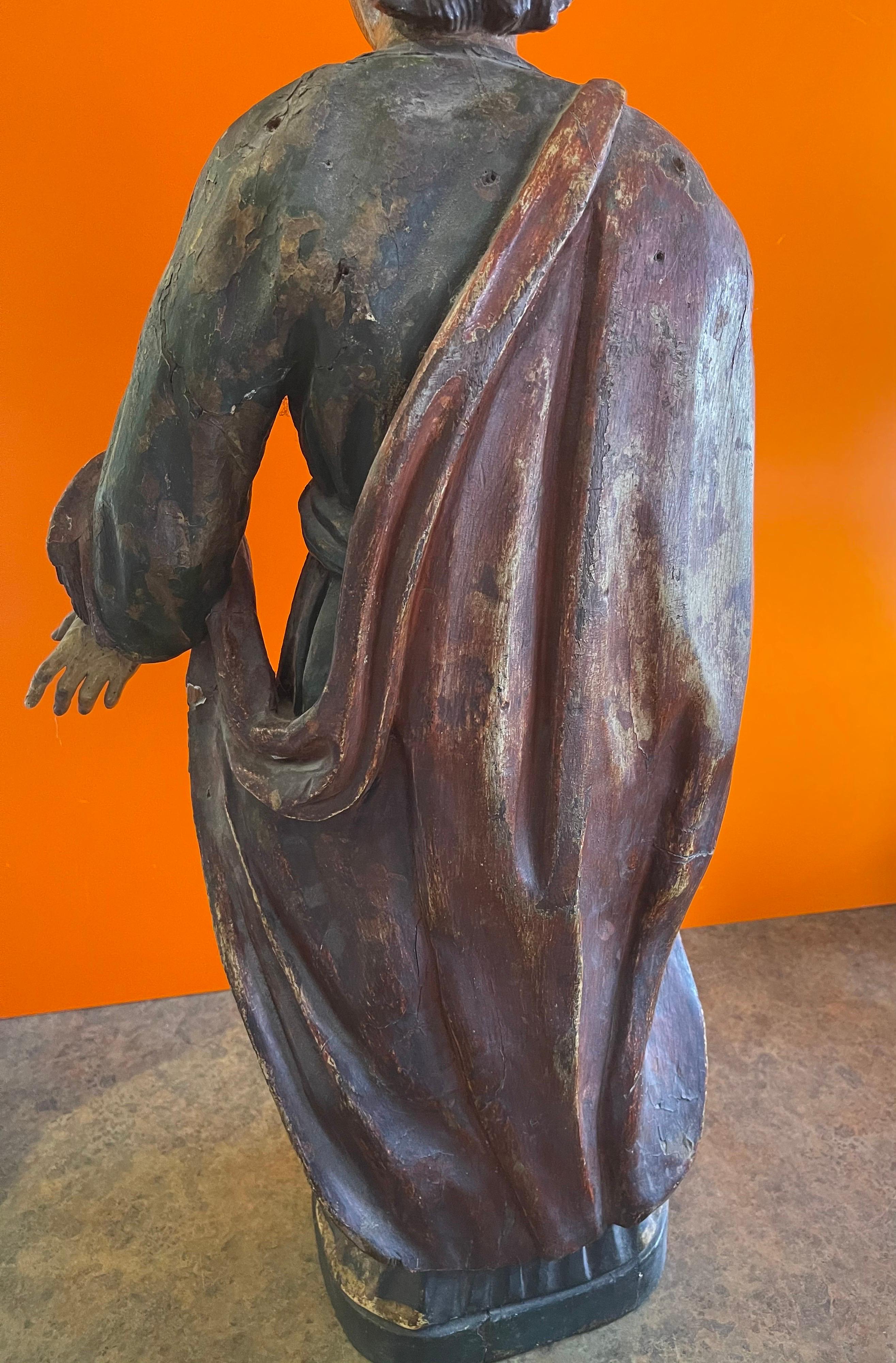 19th Century Large Polychrome Santos Carving For Sale 9