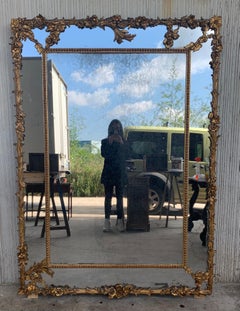 19th Century Large Rectangular French Napoleon III Giltwood Mirror