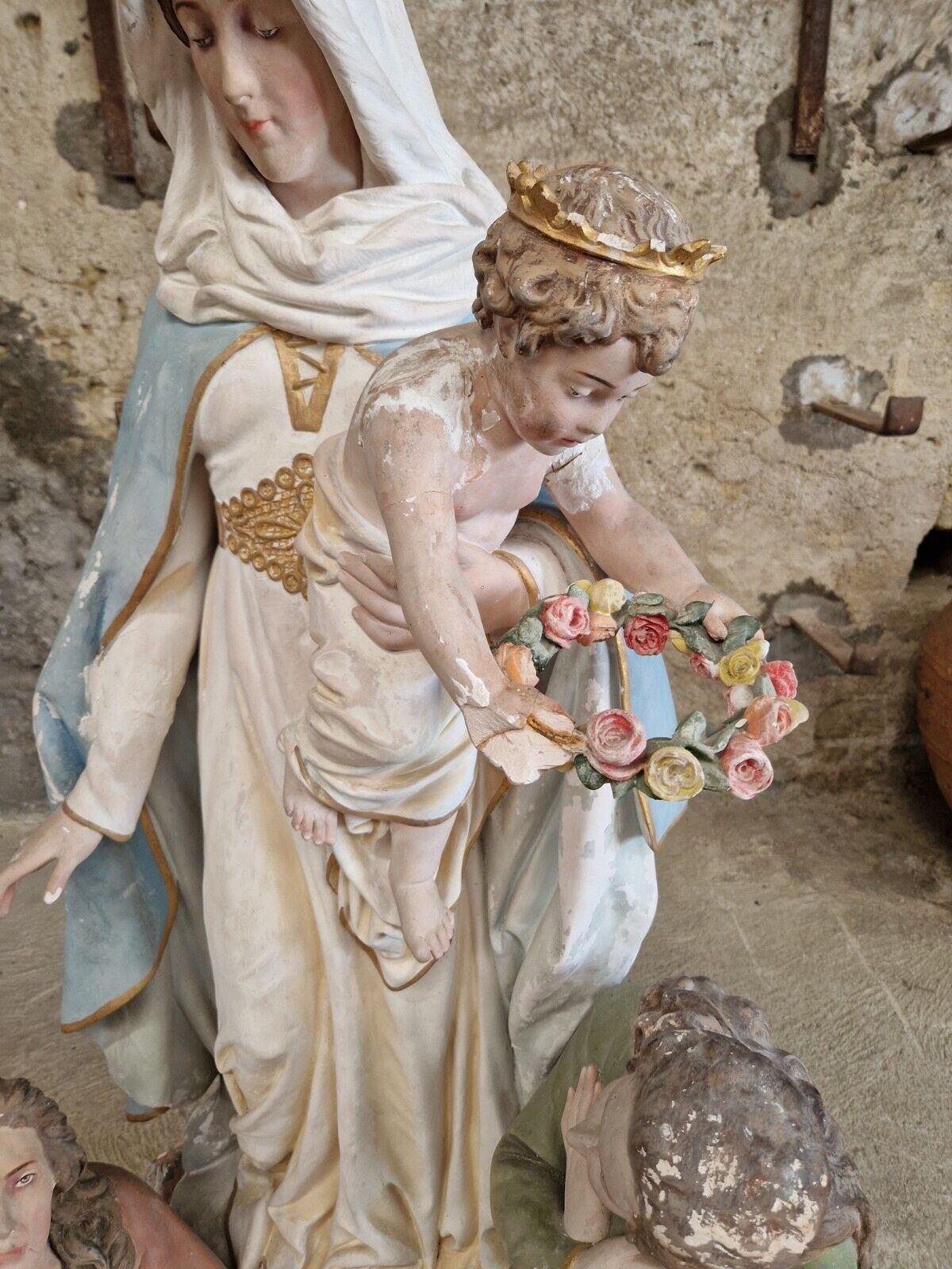 *RARE*
We offer for sale this Fantastic Shrine Statue from a Parisian Church

This exquisite statue of Our Lady of Purgatory is a masterpiece of religious art. Created in France during the historicism period of 1850-1900, this large sculpture stands