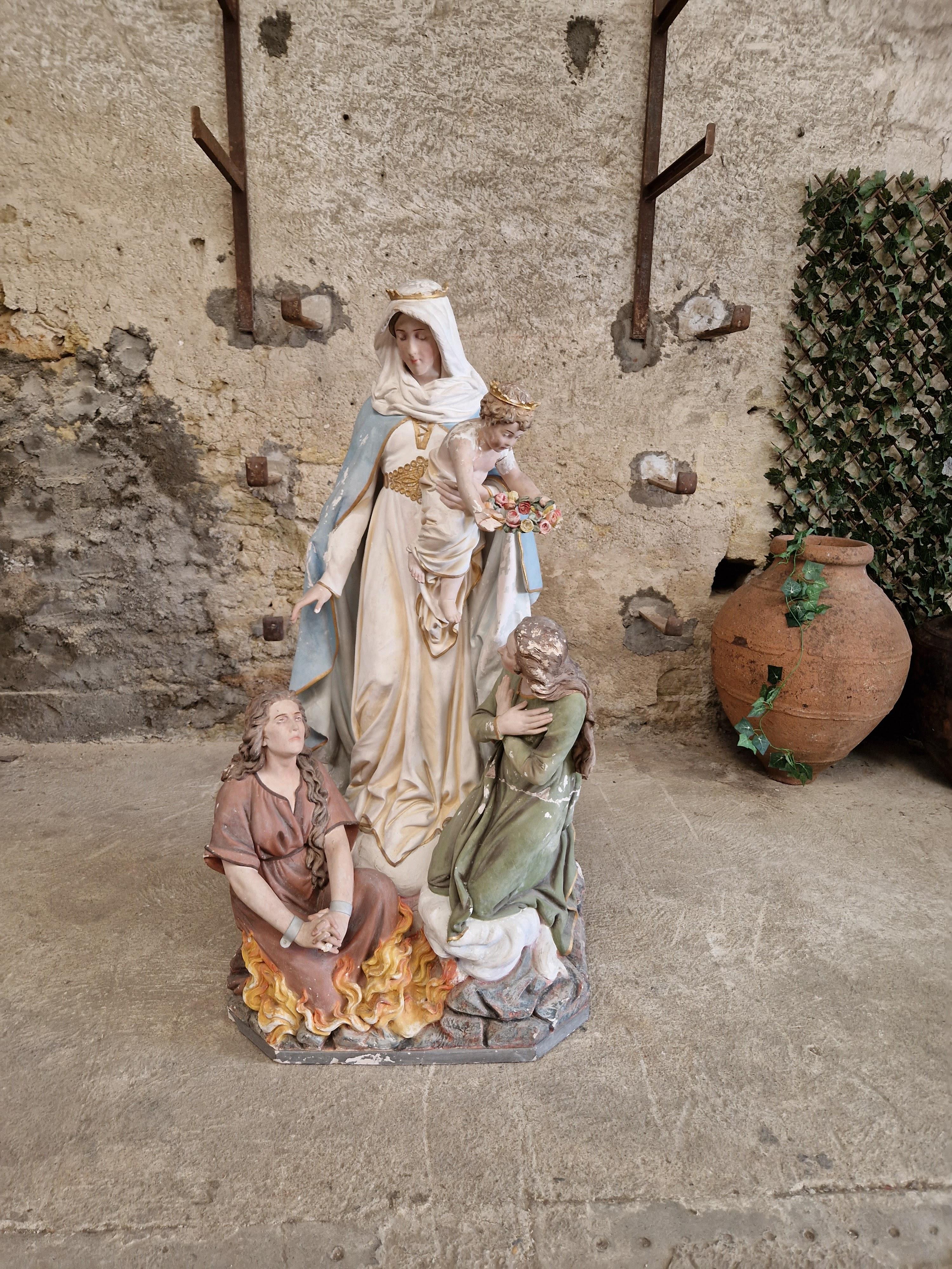 19th Century Large Religious Statue Our Lady of Purgatory   For Sale 12