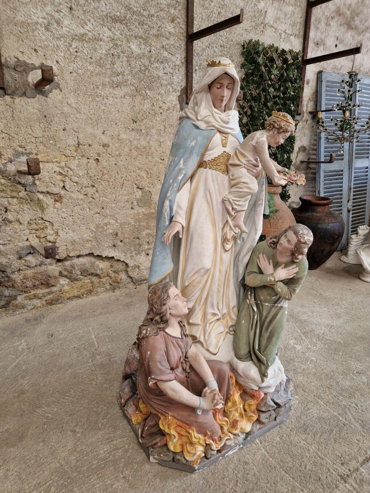 Große religiöse Statue unserer Lady of Purgatory aus dem 19. Jahrhundert   (Naturfaser) im Angebot