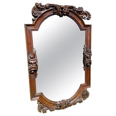 19th Century, Large Renaissance Style Oak Mirror Richly Carved