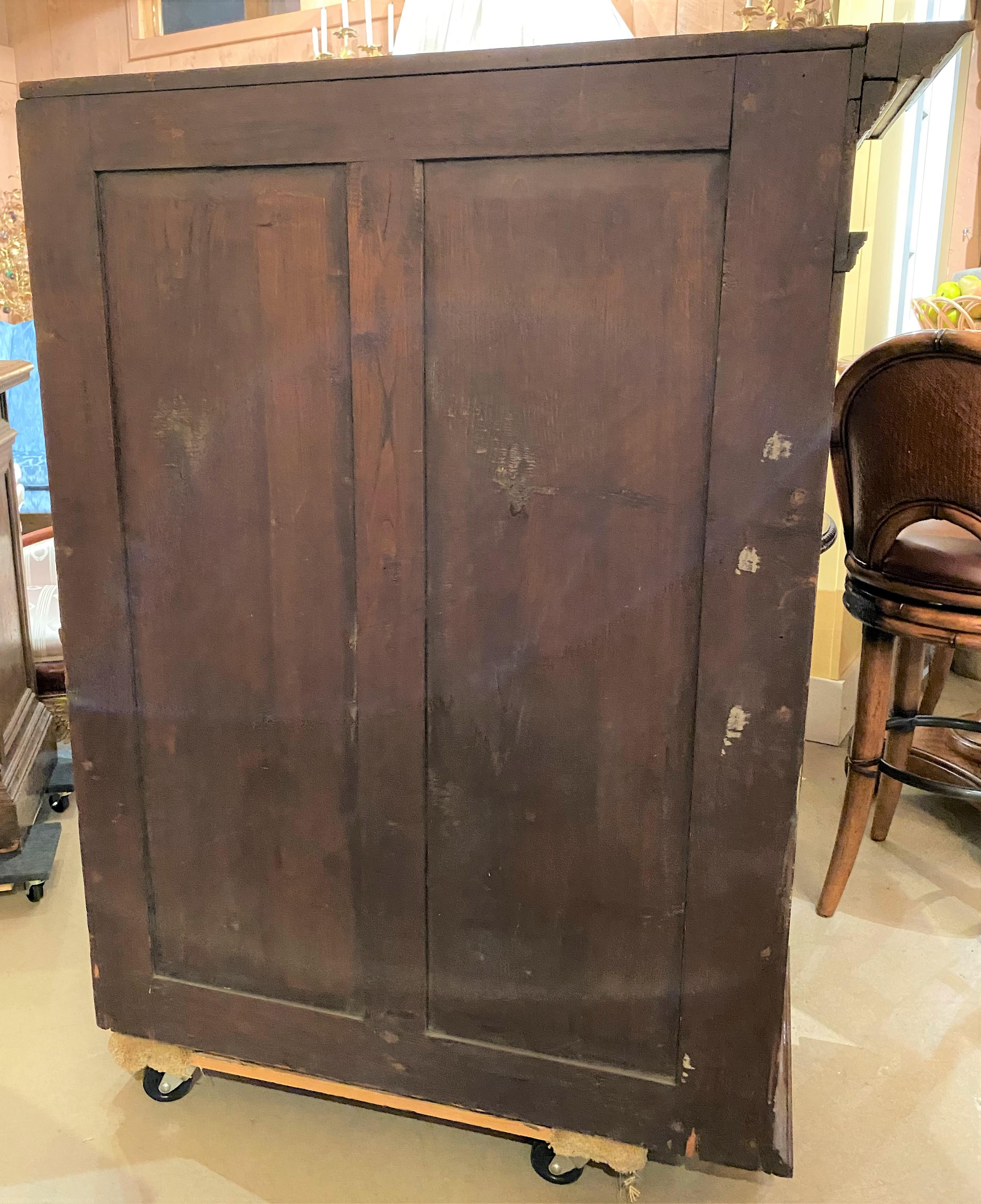 19th Century Large Renaissance Style Walnut Cabinet Bookcase with Arched Center For Sale 8
