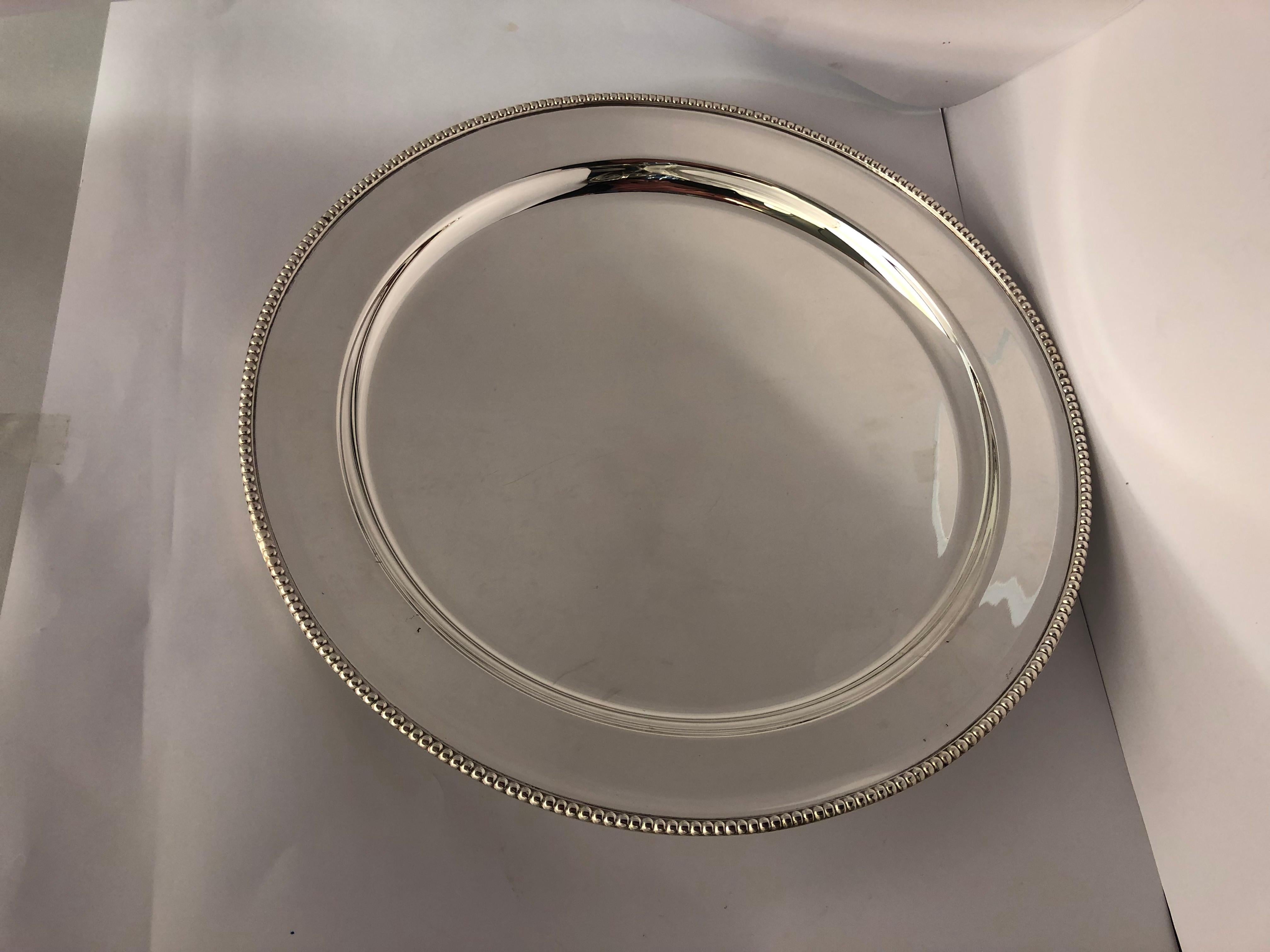 19th Century Large Rimmed Round Silver Plate/Salver In Good Condition For Sale In London, London