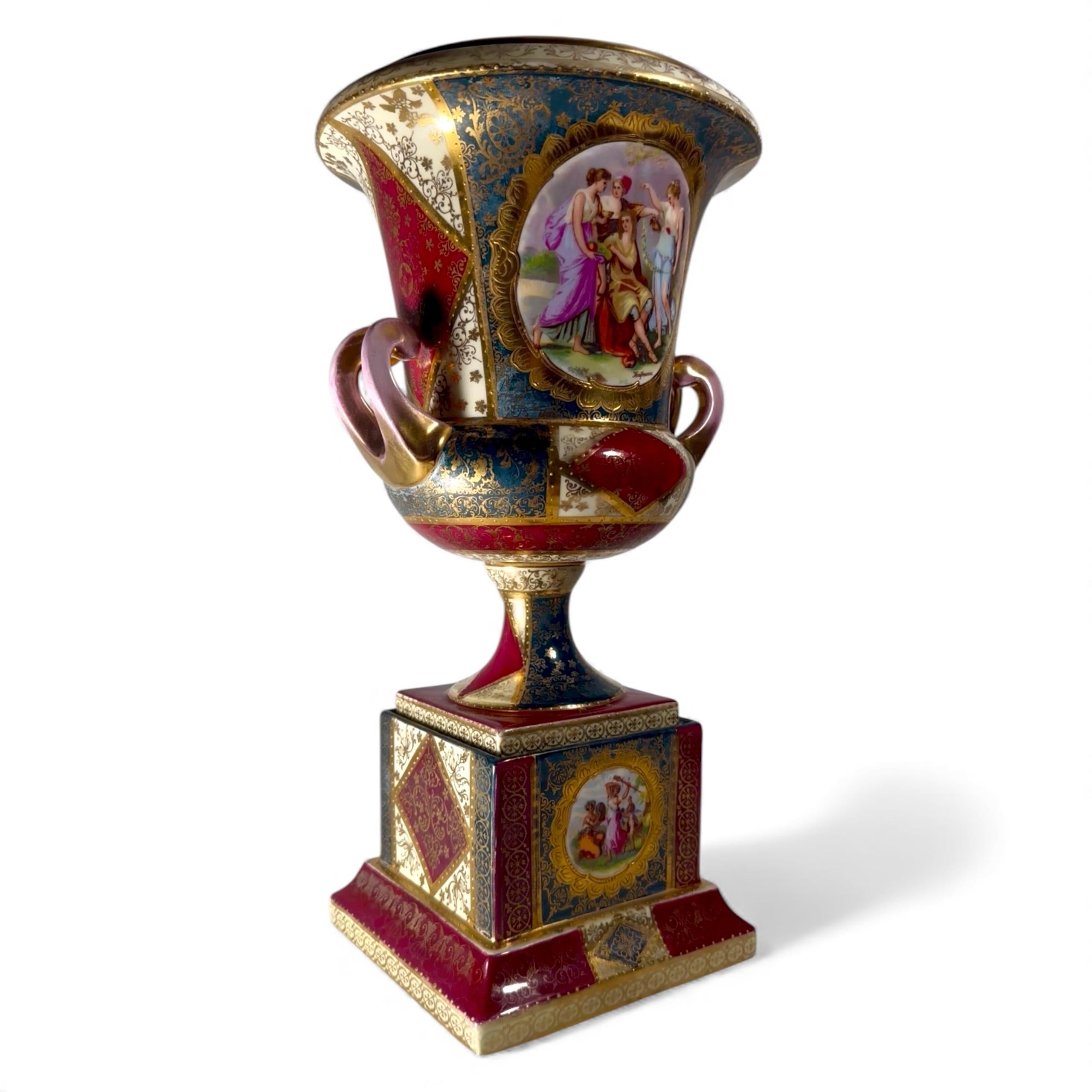 Neoclassical 19th Century Large Royal Vienna Porcelain Urn. For Sale